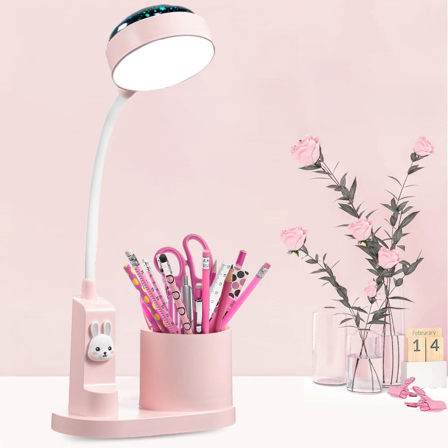 Lámpara de escritorio para niños con soporte para bolígrafos, bonita lámpara de mesa LED para escritorio, lámpara de mesa ... – Lámpara