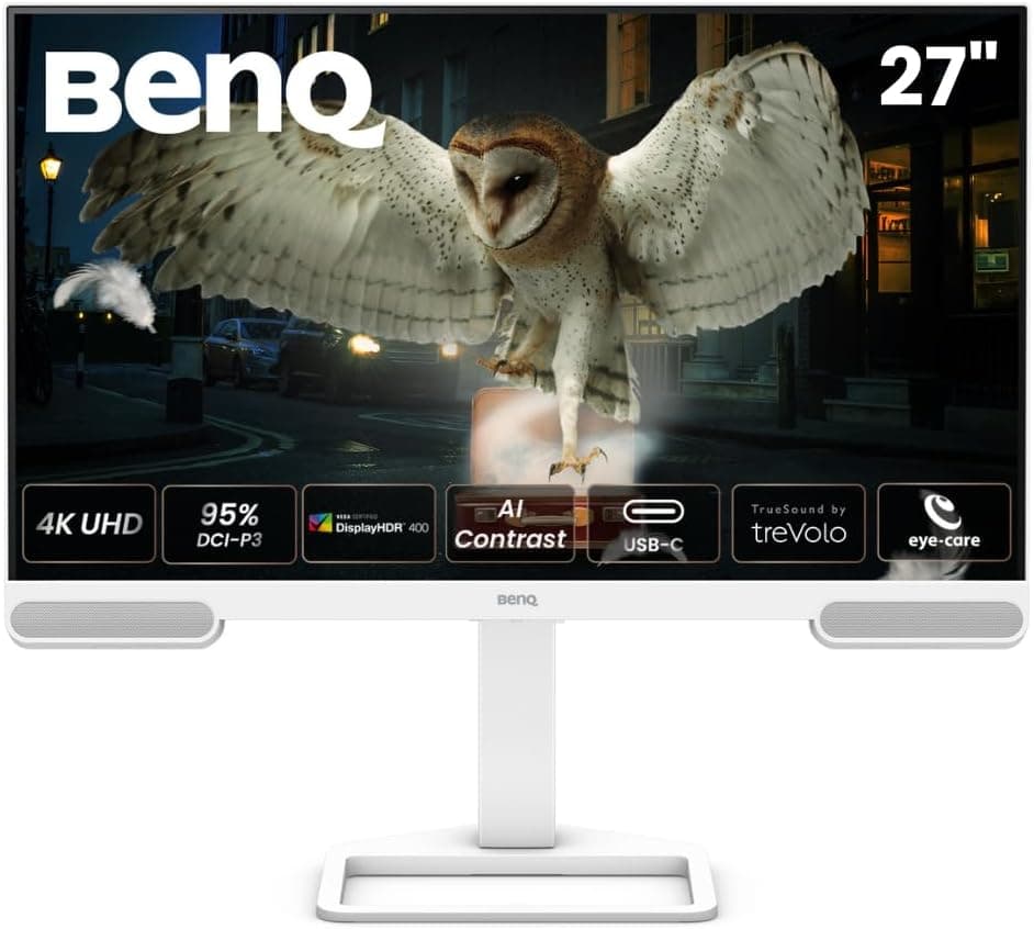 BenQ EW2790U 27” 4K 3840x2160, 98% Cobertura de Color P3, tecnología AI Contrast, Altavoces Integrados de 2.1 Canales con ... – BenQ