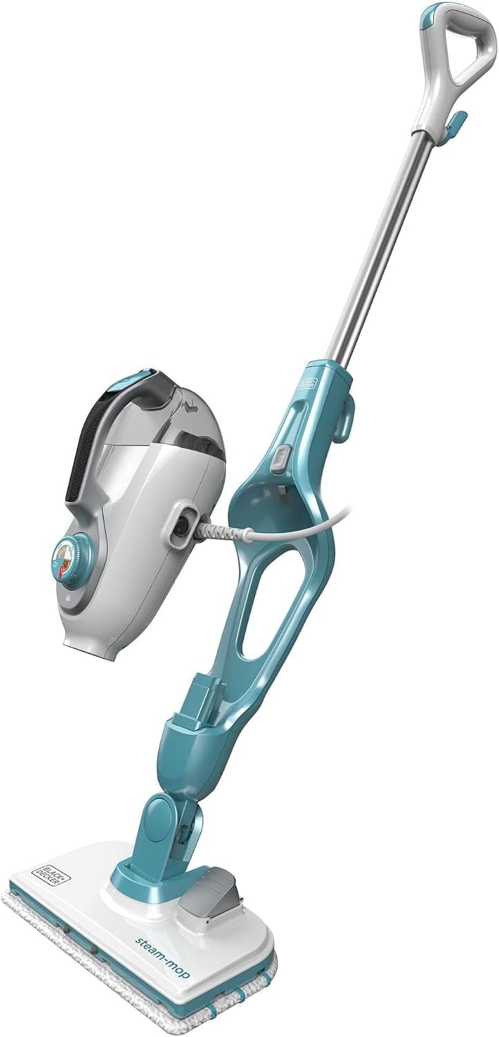 BLACK+DECKER Mopa a Vapor con Cable 1300W 12 Accesorios, Blanco/Azul Cielo, FSMH1321JSM-QS – BLACKDECKER
