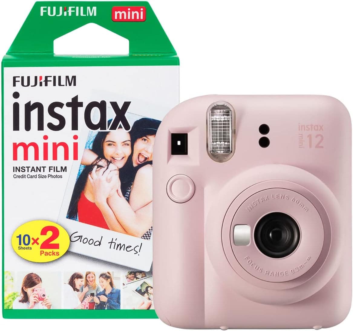 Fujifilm Instax Mini 12 - Cámara instantánea con Paquete de 20 películas de Disparo, Rosa Flor – Fujifilm
