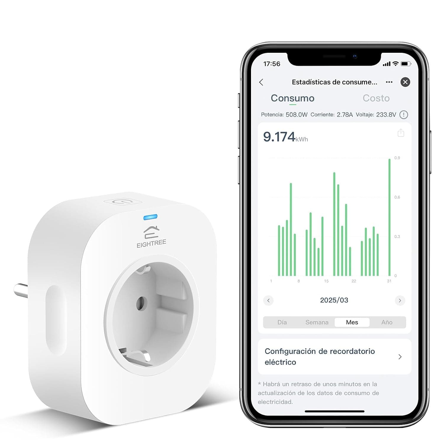 Enchufe Inteligente Alexa, Enchufe Wi-Fi Medidor Consumo, Tomada Inteligente Programable con Temporizador, Control Remoto ... – Enchufe