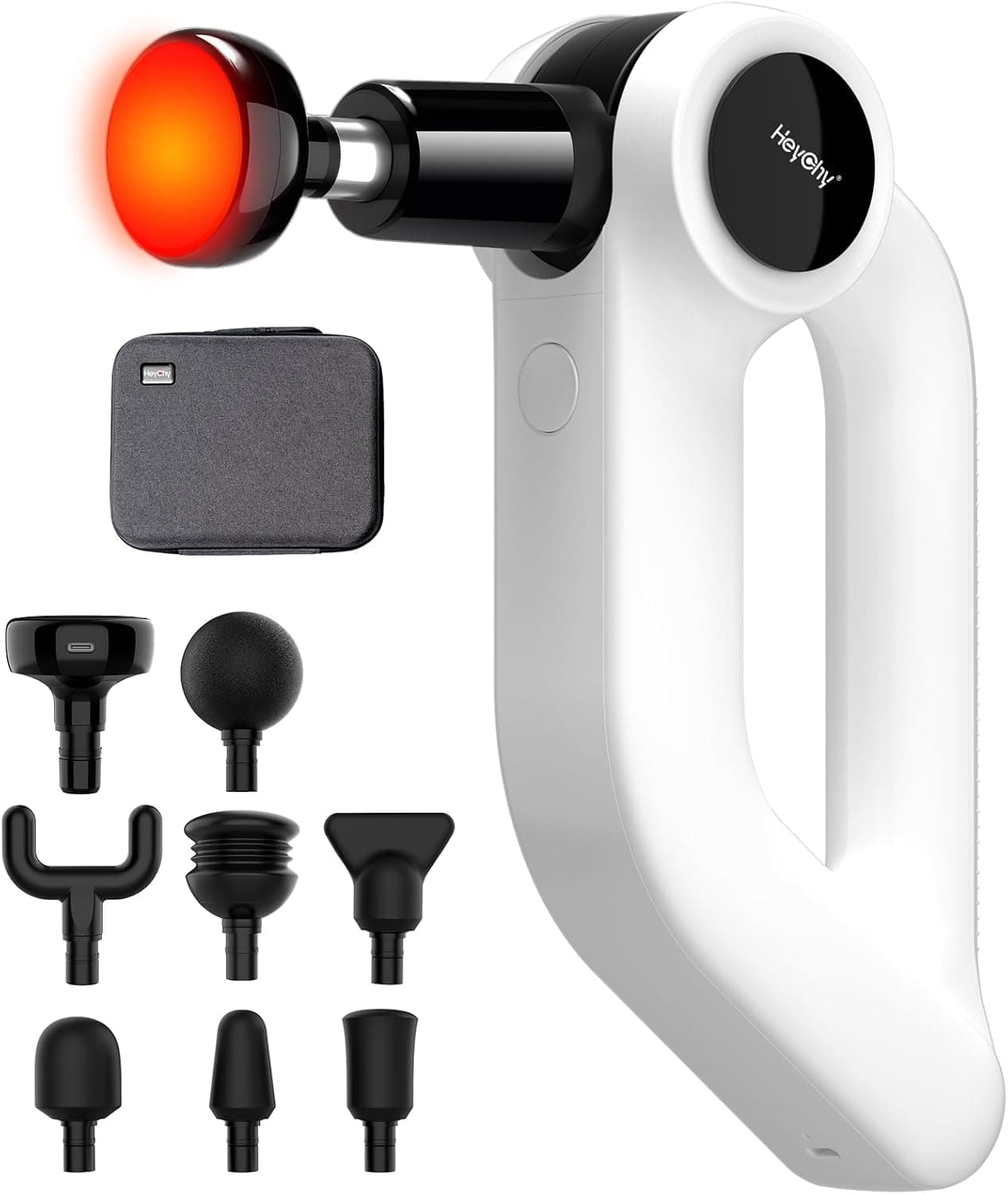 Pistola de masaje con calor, masajeador de percusión de tejido profundo para aliviar el dolor, amplitud de 12 mm, 5 veloci... – Pistola