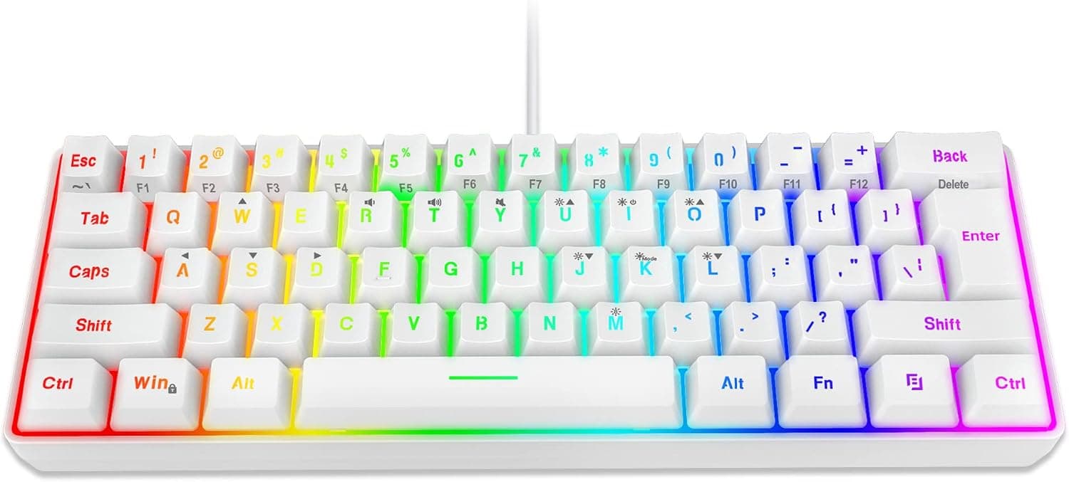 Snpurdiri Teclado para juegos de 60% por ciento, mini teclado de sensación mecánica con cable, portátil y compacto RGB par... – Snpurdiri