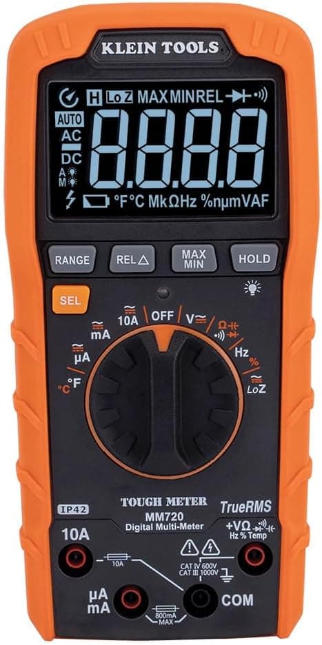 Klein Tools MM720 - Multímetro digital, TRMS de rango automático, baja impedancia (LOZ), voltaje de 1000 V CA/CC, corrient... – Klein