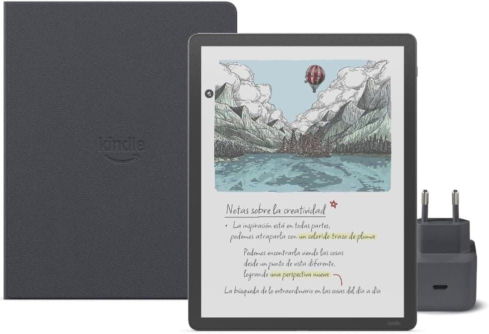 Amazon Kindle Scribe Colorsoft 32 GB (Graphite) + Lápiz Prémium + Funda Con Tapa | Piel Prémium (Graphite) + USB-C Chargeur – Amazon