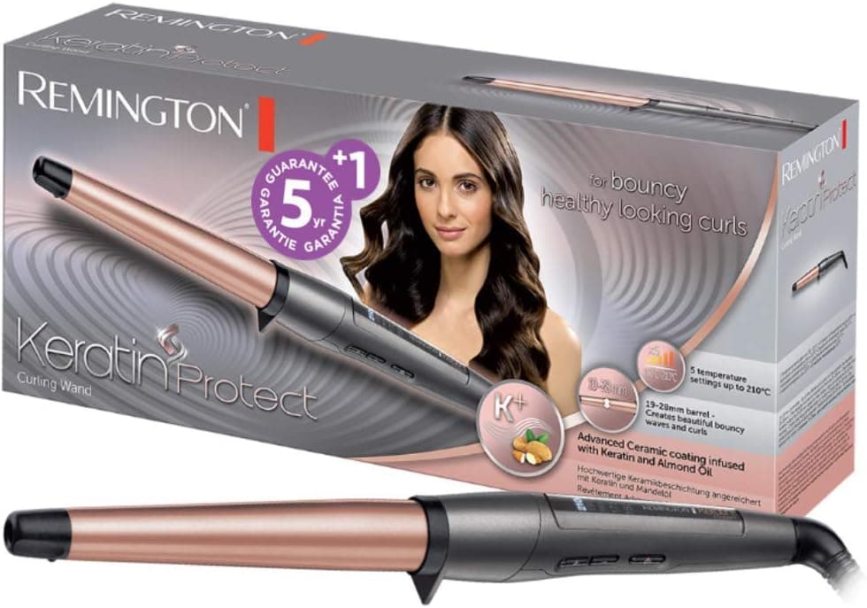 Remington Rizador de Pelo Keratin Protect, Queratina y Aceite Almendras, Ondulador de Pelo con Barril de 19-28 mm, Cerámic... – Remington