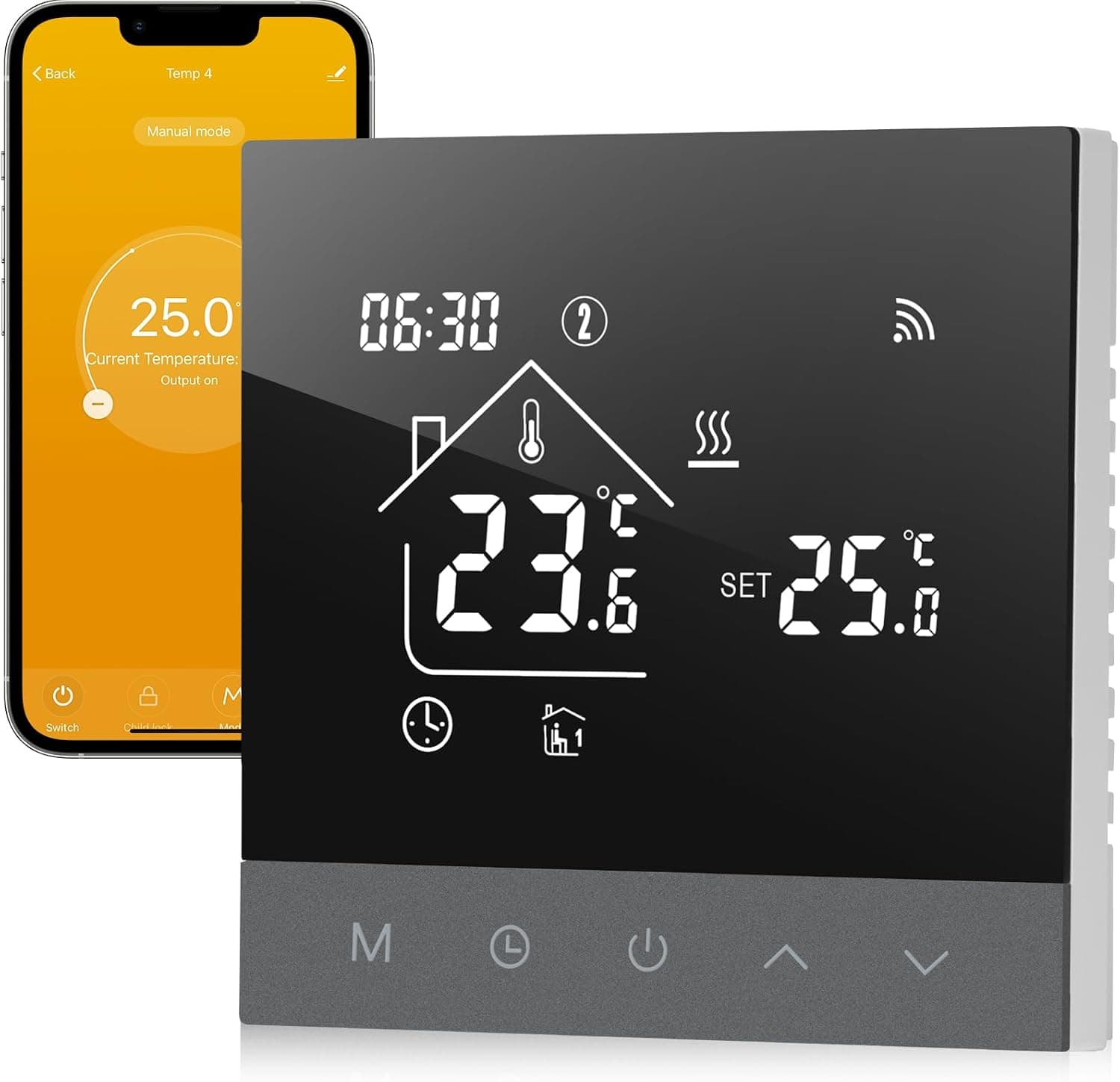 Termostato WiFi para Calefacción Eléctrica,Tuya Digitales Termostatos Inteligentes Programables con Pantalla Táctil para C... – Termostato
