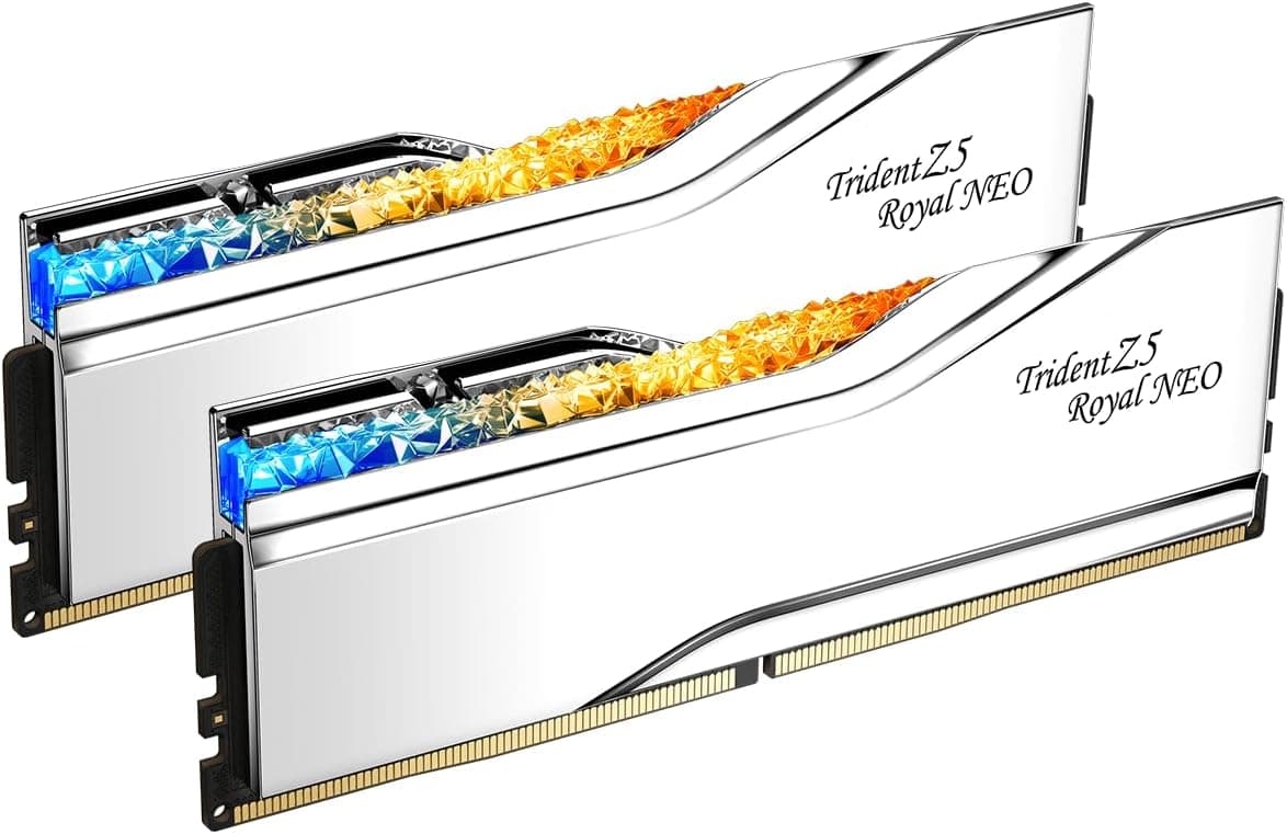 G.SKILL Trident Z5 Royal Neo Series (AMD Expo) DDR5 RAM 32GB (2x16GB) 6000MT/s CL28-36-36-96 1.40V Memoria para computadora de escritorio UDIMM - Plata (F5-6000J2836G16GX2-TR5NS) –