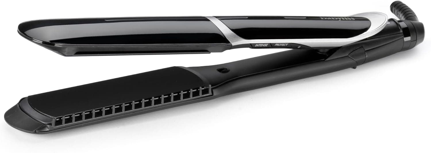 BaByliss Plancha de Pelo Smooth Pro Wide - Placas de cerámica para deslizamientos suaves, Placa ancha de 35 mm para cabello largo/grueso, Calentamiento rápido, 5 ajustes de Calor, Hasta 235°C, ST397E – BaByliss