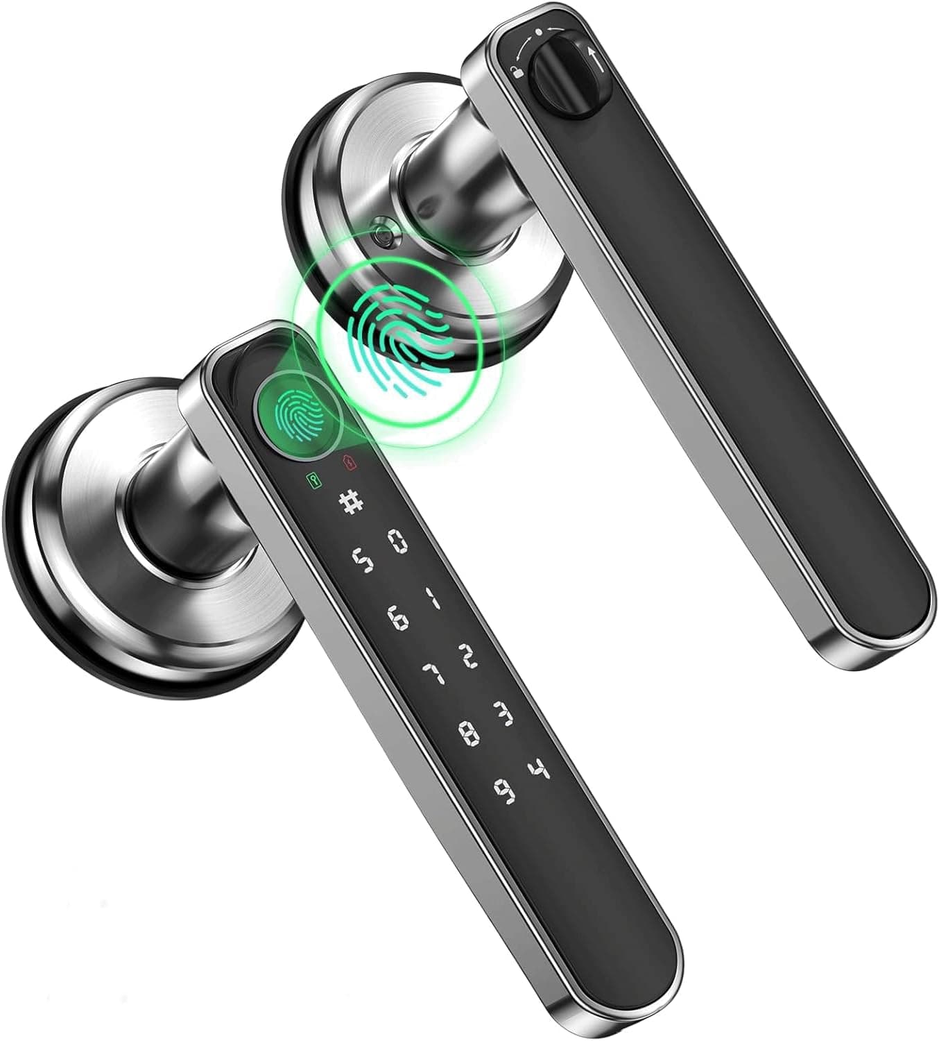 HEI LIANG Manija de puerta inteligente con huellas dactilares, manija de puerta de entrada sin llave con control de aplica... – HEI
