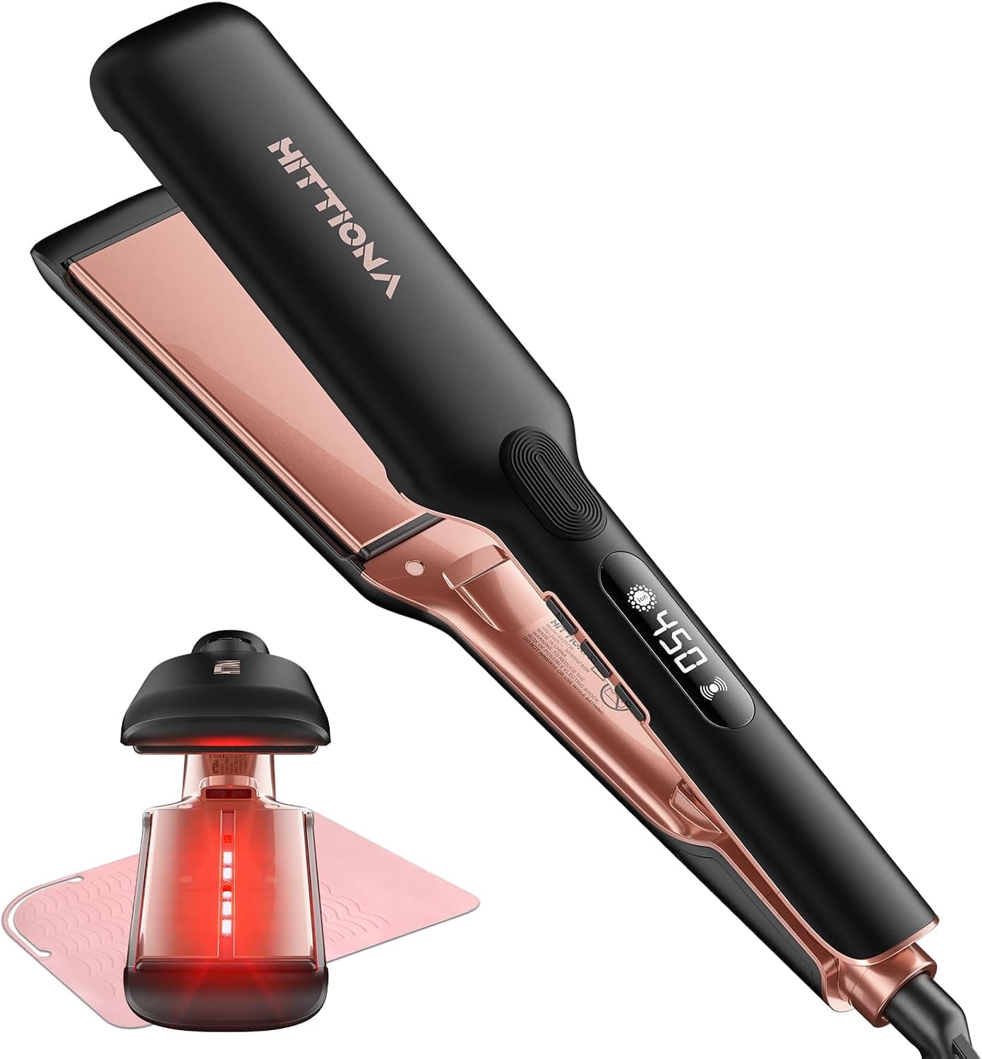 Plancha de pelo profesional de cerámica: plancha iónica de 1,75" con pantalla LCD de temperatura, control individual (150-... – Plancha