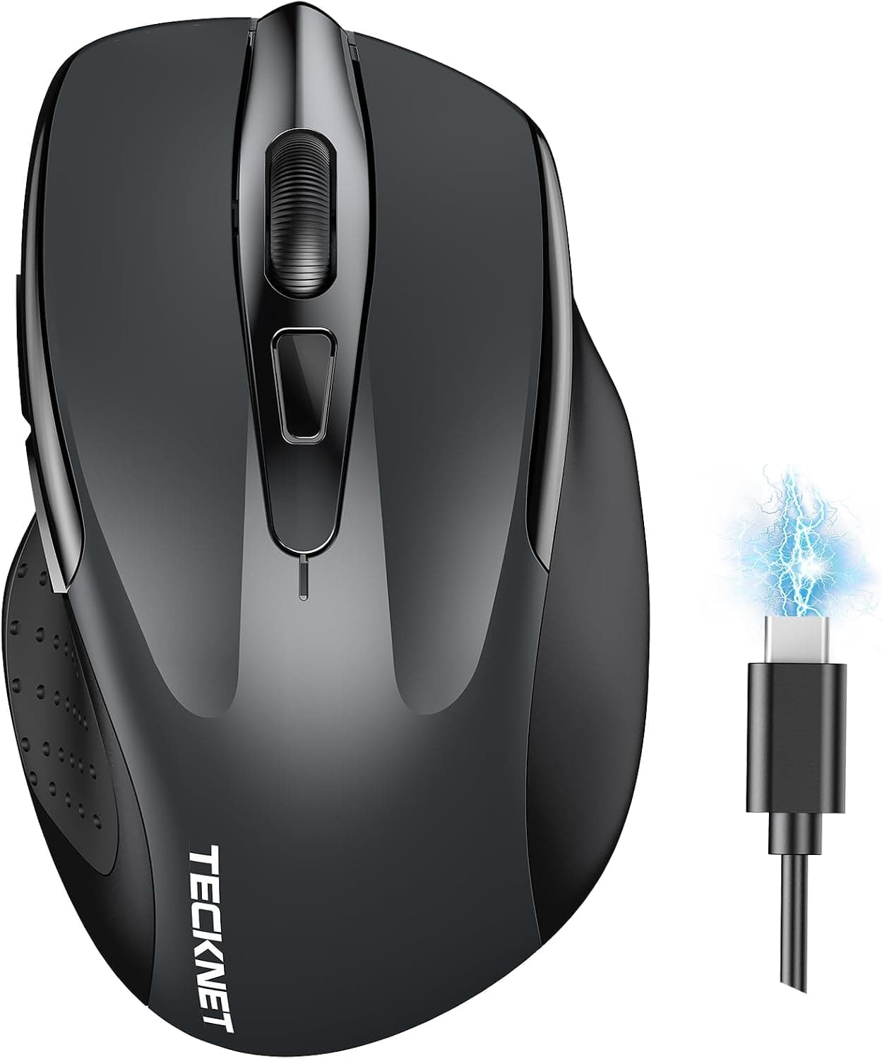 TECKNET Ratón Bluetooth Recargable, Inalámbrico Silencioso Multidispositivo (Tri-Mode: BT 5.0/3.0 + 2.4G), 4800 dpi Portát... – TECKNET