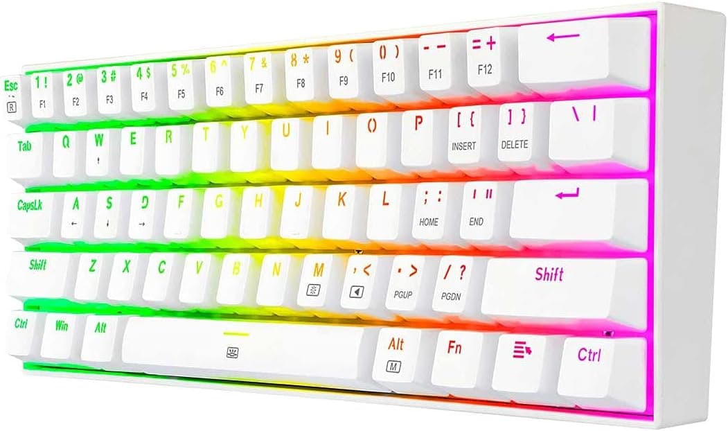 Redragon K630 Dragonborn Blanco - Teclado Mecánico Gaming 60% - Compacto - 61 Teclas - Teclado Gamer TKL para Juegos - Int... – Redragon