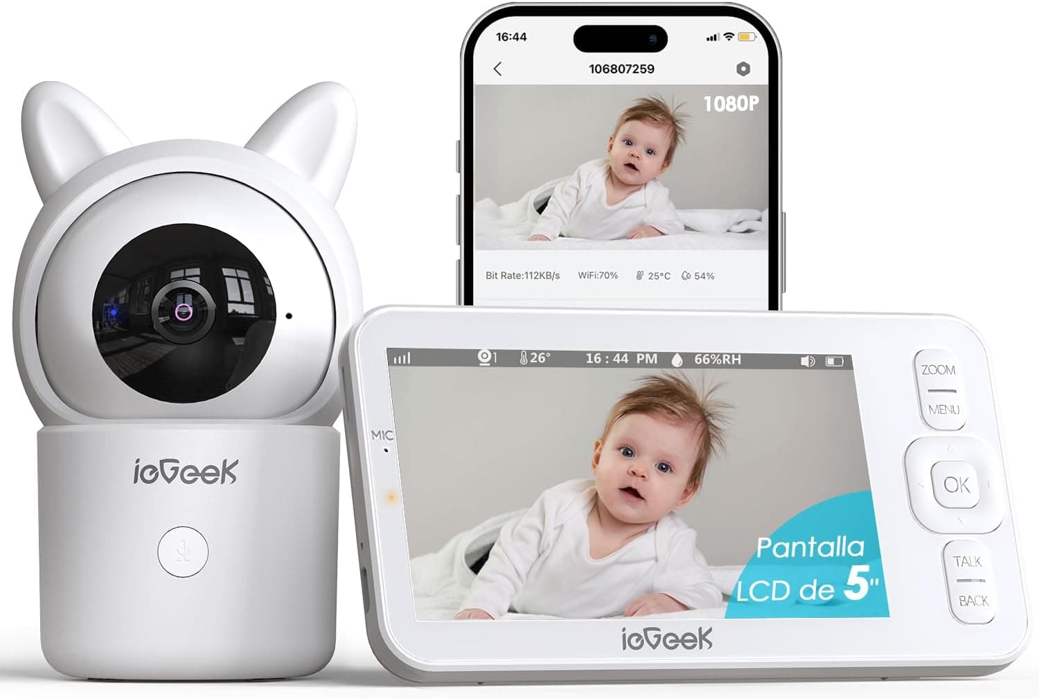 Monitor ieGeek Cámara Vigilancia Bebés 1080P – ieGeek