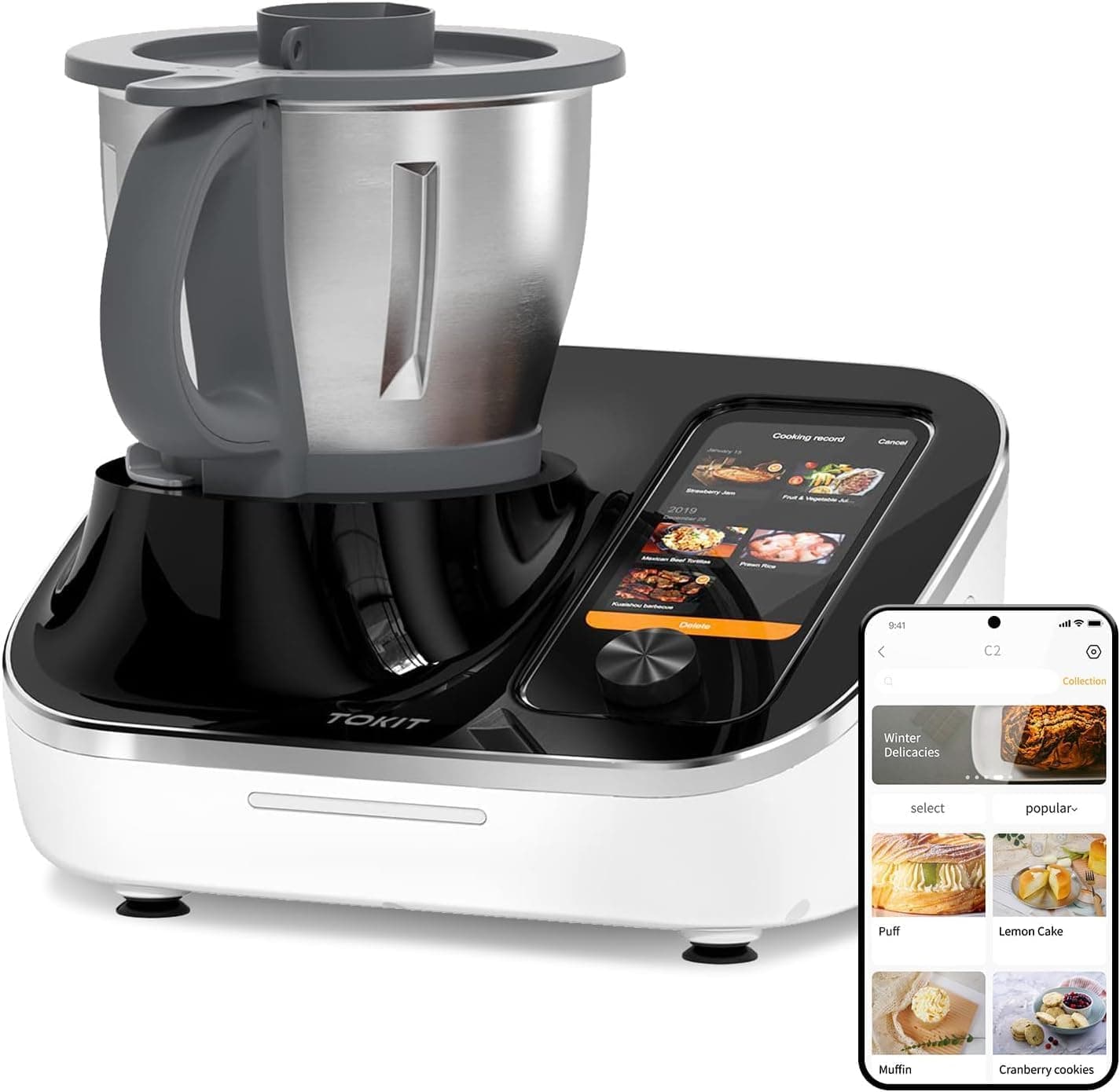 TOKIT C2 AI Omni Cook Robot Procesador De Alimentos 21 En 1 Pantalla Táctil De 7'' Incorporada Recetas Guiadas Prelimpiado... – TOKIT