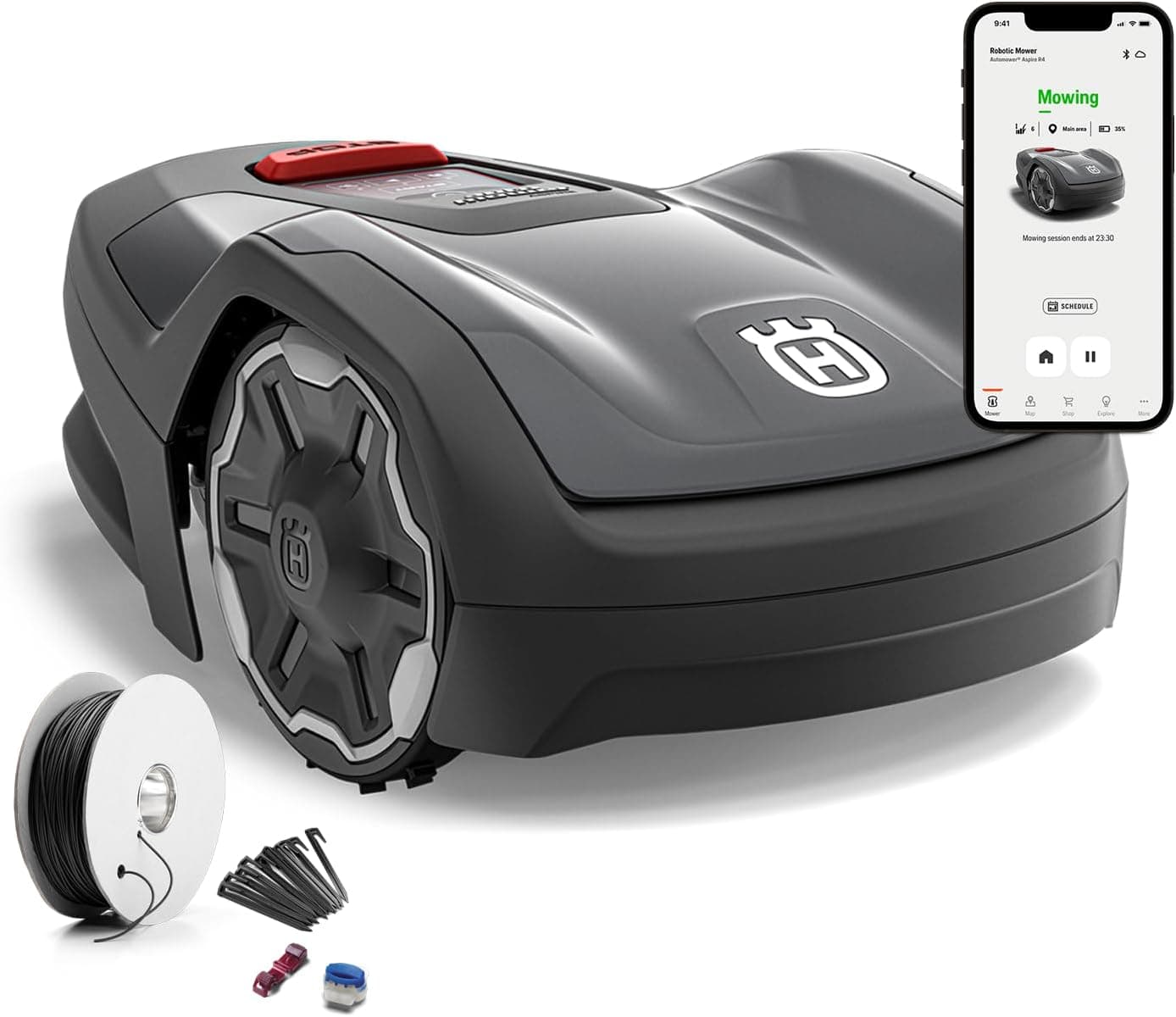 Husqvarna Robot cortacésped Automower Aspire R4 para 400 m² de superficie, con batería, robot cortacésped, control mediant... – Husqvarna