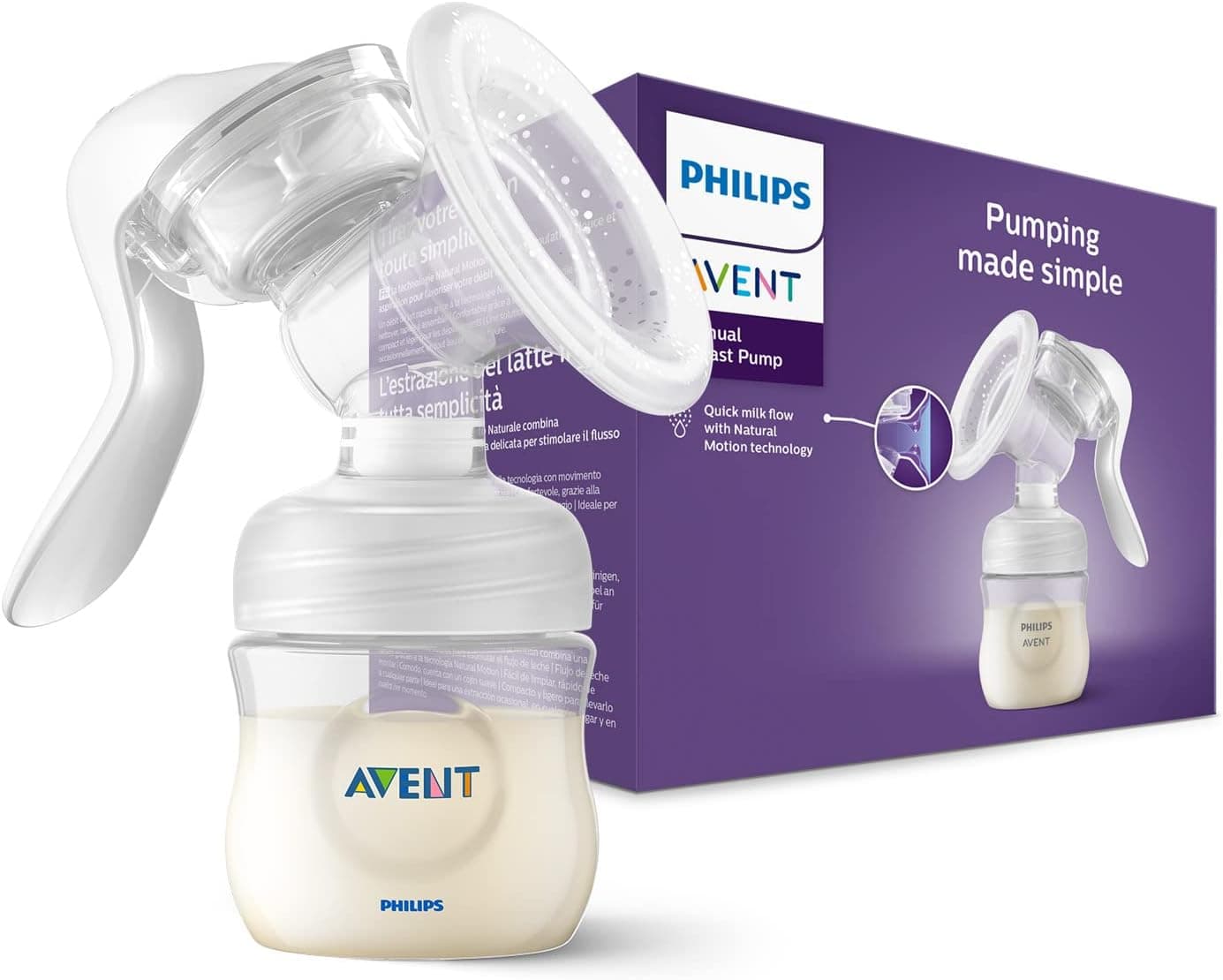 Philips Avent Extractor de leche manual: sacaleches sin BPA, extracción sencilla con una sola mano (modelo SCF430/01) – Philips