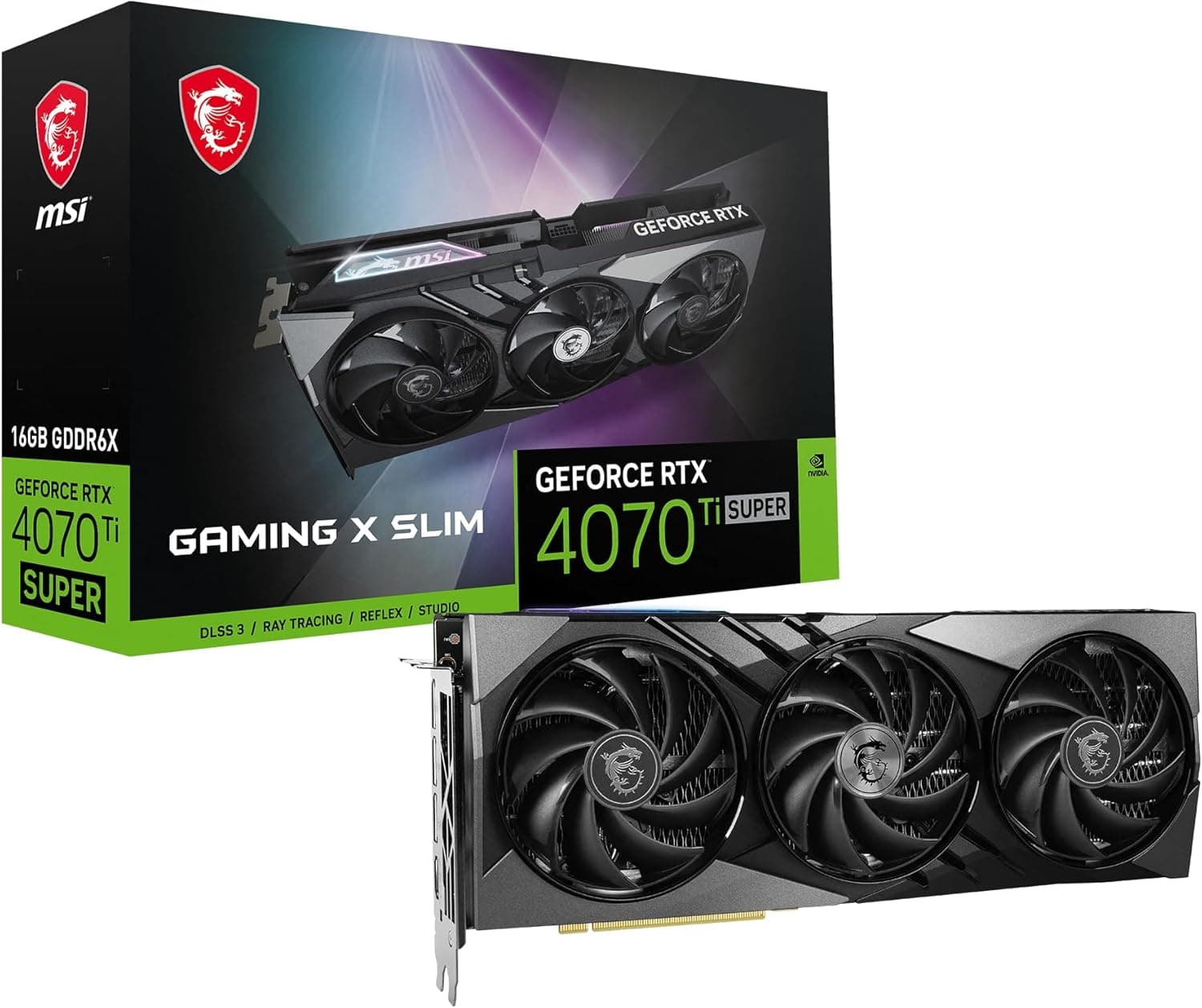 MSI Tarjeta gráfica Gaming RTX 4070 Ti Super 16G Gaming X Slim (NVIDIA RTX 4070 Ti Super, 256 bits, Extreme Clock: 2685 MHz, 16 GB GDRR6X 21 Gbps, HDMI/DP, Ada Lovelace Architecture) –