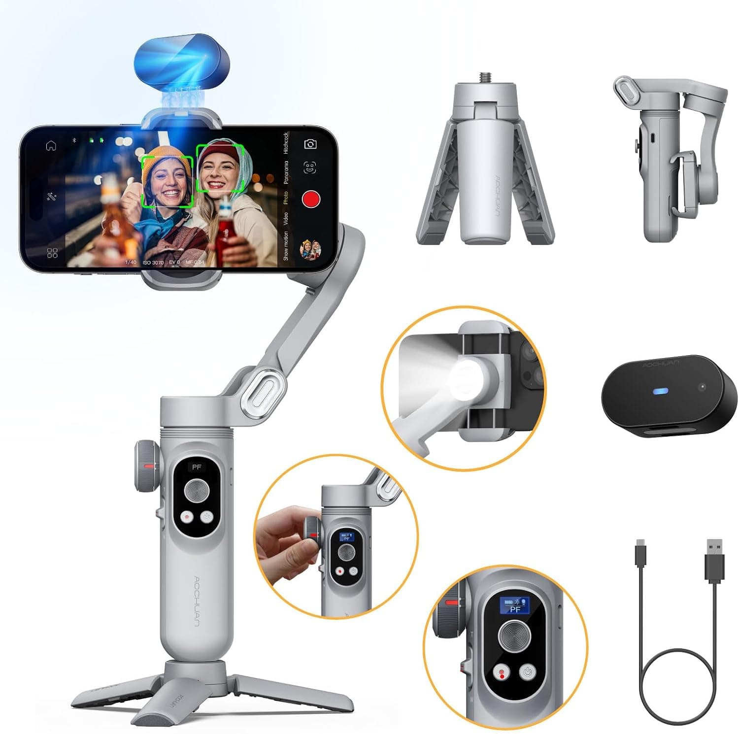 Gimbal/Estabilizador AOCHUAN luz de relleno – AOCHUAN