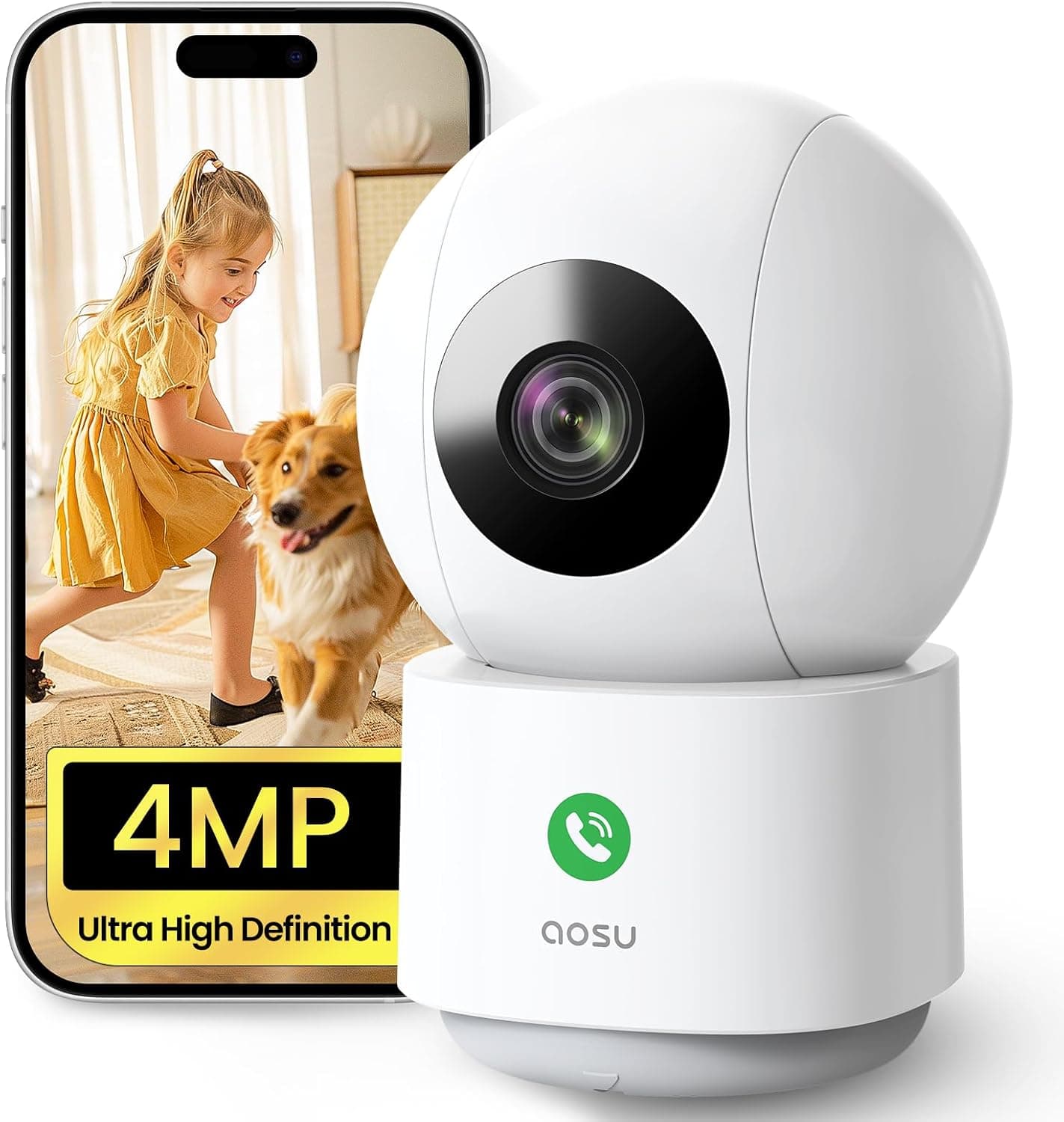 Cámara de seguridad aosu 4MP 2.5K Cámara Vigilancia WiFi Interior Llamada un Toque – aosu