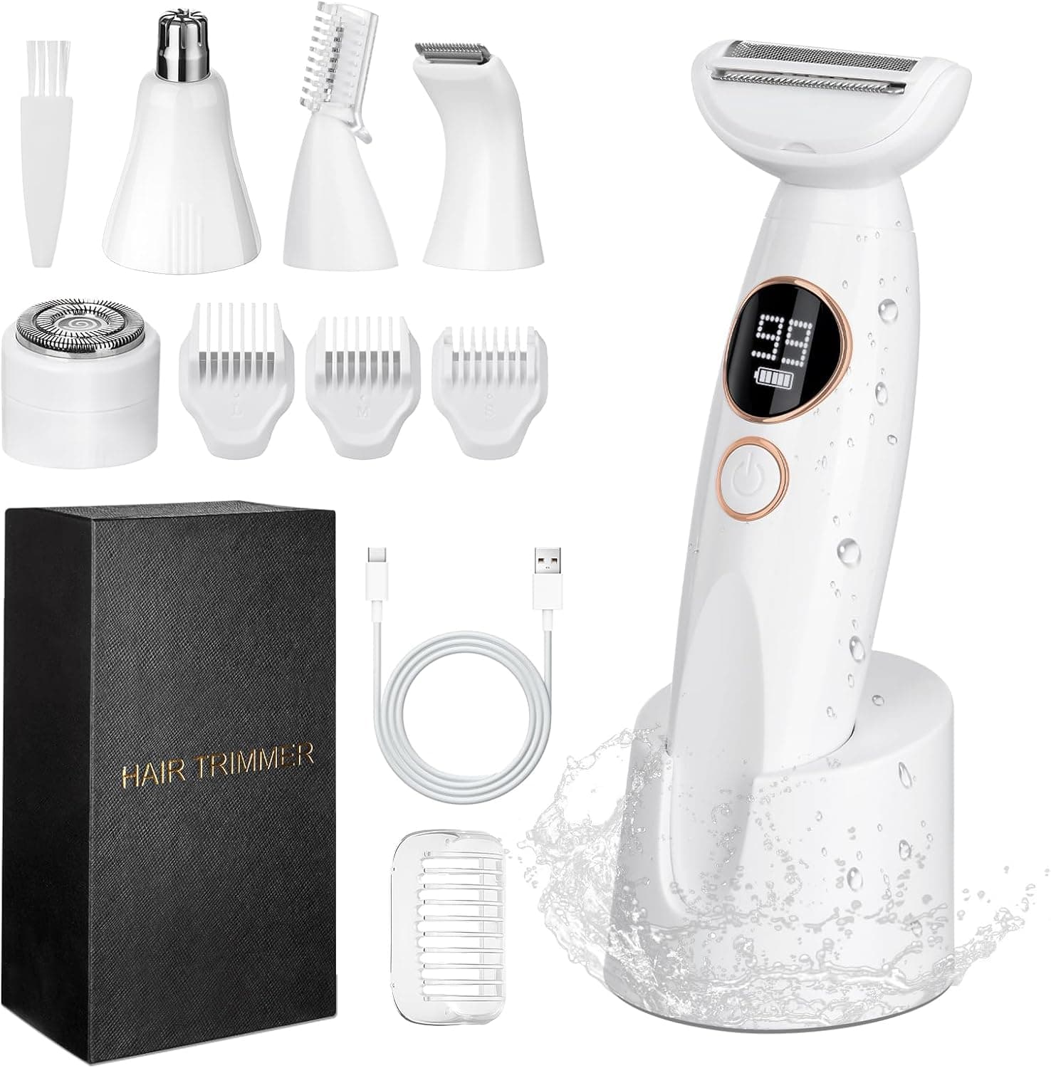 Deciniee Lady Shavers para mujer: Afeitadora de bikini - Maquinilla de afeitar eléctrica 5 en 1 - Depiladora para mujer para cara, nariz, cejas, brazos, piernas - Removedor de vello facial para niñas – Deciniee