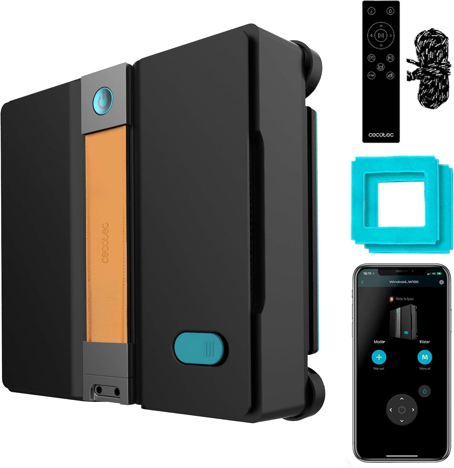 Cecotec Robot Limpiacristales con App y Mando Conga Windroid W50 Double Spray. Pulveriza, Limpia y Seca, 6300Pa, Diseño Cuadr – Cecotec