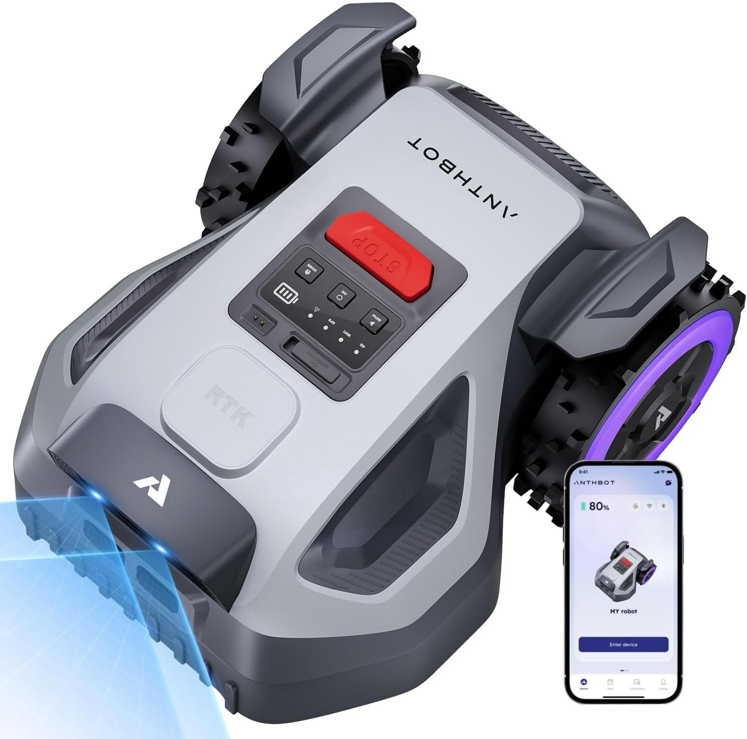 ANTHBOT M5 Robot Cortacésped 500 m², NetRTK + 4G + Doble cámara HDR, Navegación RTK con Precisión Centimétrica, Cartografí... – ANTHBOT