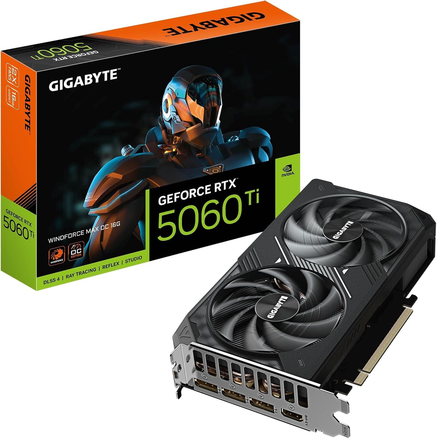 GIGABYTE GeForce RTX 5060 Ti WINDFORCE MAX OC 16G Tarjeta Gráfica – 16 GB GDDR7, 128 bits, PCI-E 5.0, 2587 MHz Frecuencia ... –