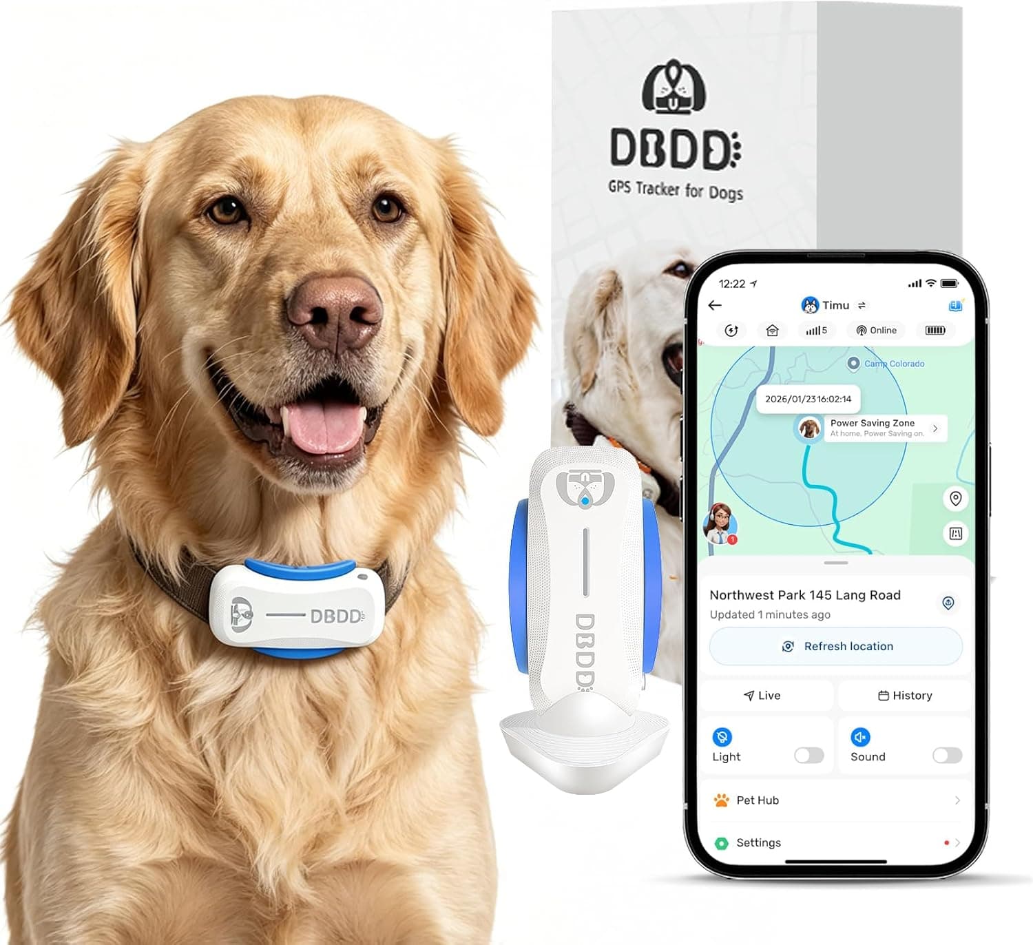 DBDD Rastreador GPS para perros, collar de seguimiento de IA con valla virtual y monitoreo de salud, rastreador de ubicaci... – DBDD