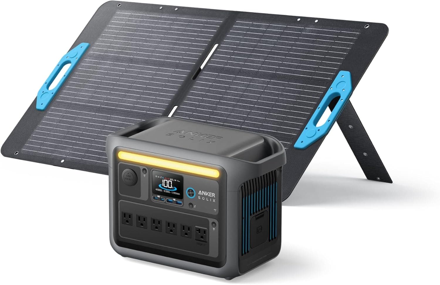 Anker SOLIX C1000 - Estación de energía portátil con panel solar de 100 W, generador solar de 1800 W, batería LFP (LiFePO... – Anker