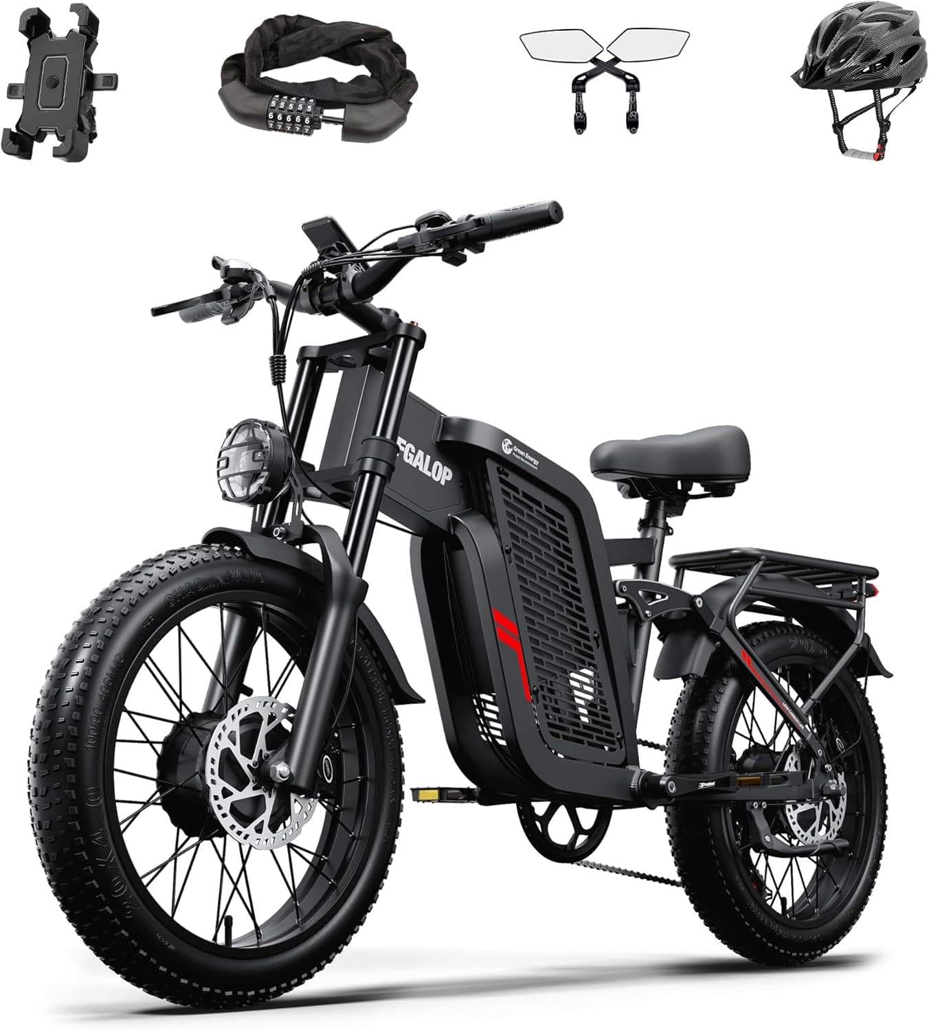 Lohang Bicicleta eléctrica para Adultos, Doble Motor, batería de Iones de Litio de 52 V24 Ah, autonomía máxima de 45 a 90 ... – Lohang