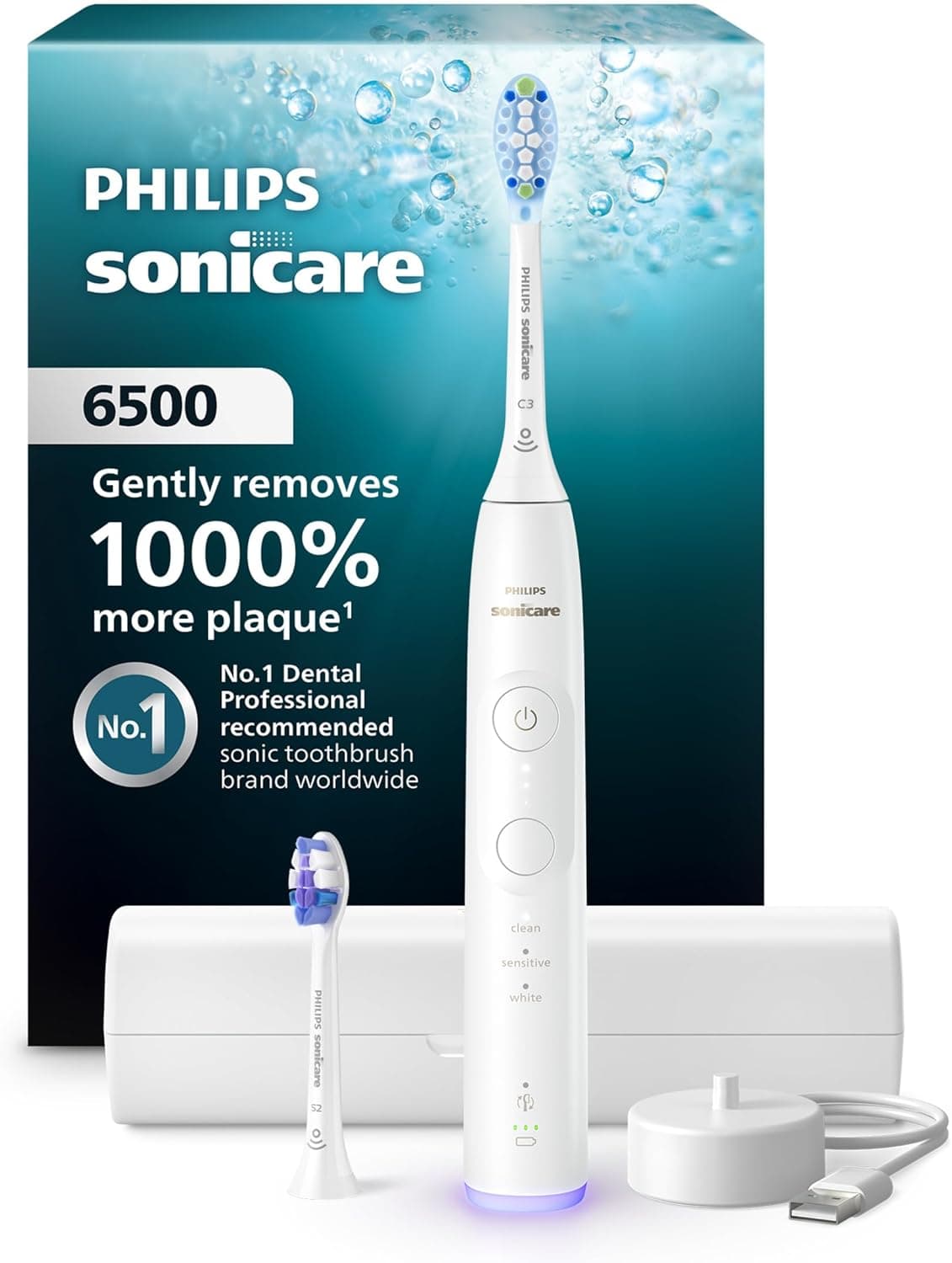 Philips Sonicare 6500 - Cepillo de dientes recargable, color blanco – Philips