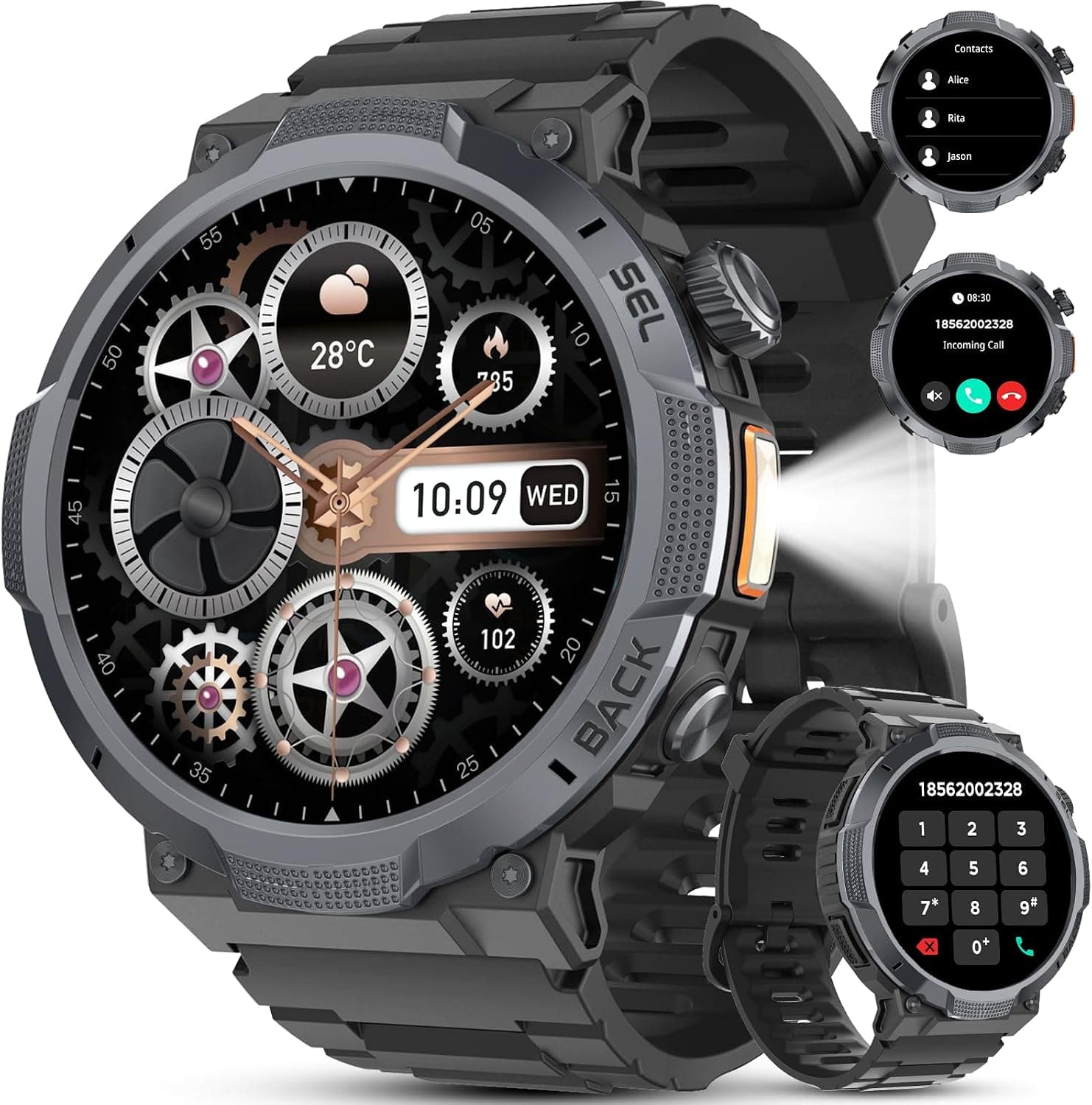 Reloj Inteligente Hombre, Pantalla AMOLED 1,53", Autonomía 30 Días, Reloj Militar Hombre con Llamadas Bluetooth, Monitoreo... – Reloj