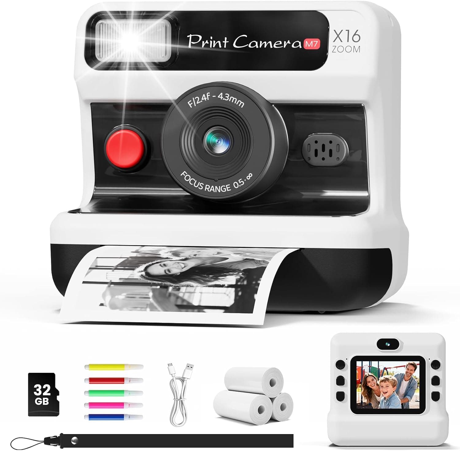 CalineGam Camara Fotos Infantil Instantanea, HD 1080P Cámara Instantánea para Niños con Tarjeta de 32G y 3 Rollos de Pape... – CalineGam