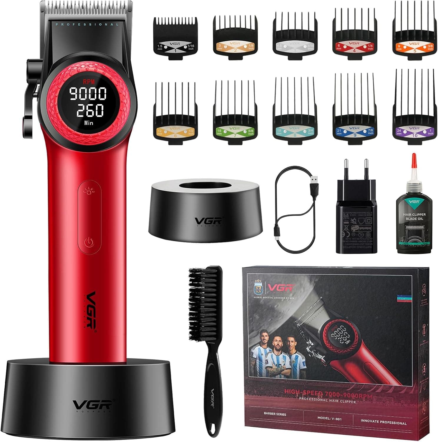 VGR 001 Cortapelos Profesional para Hombre, Inalámbrico Maquina de Cortar Pelo para Barbería, Cuchillas de Cerámica Cortad... – VGR