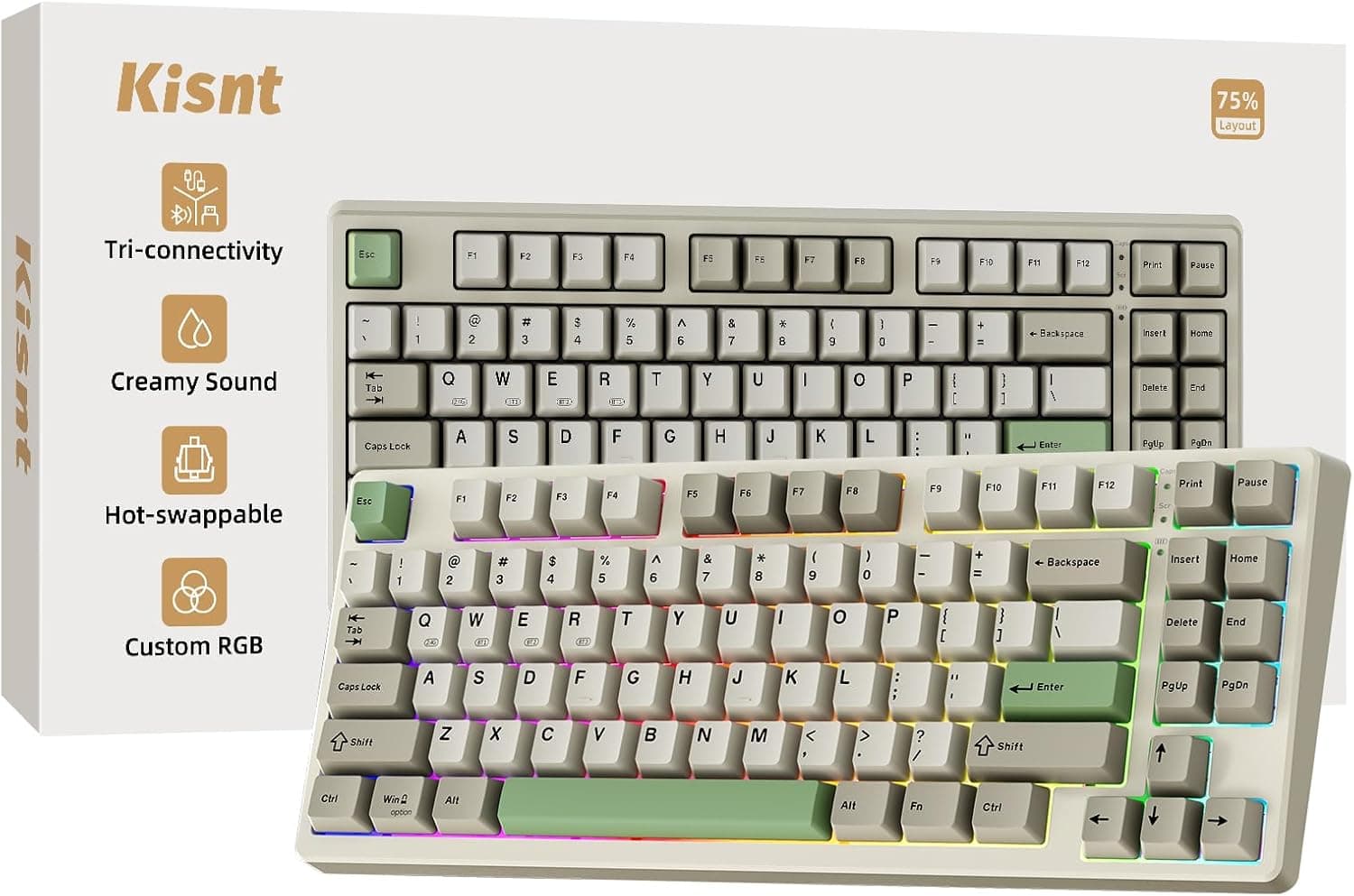 Teclado mecánico Teclado 75% diseño compacto – Teclado