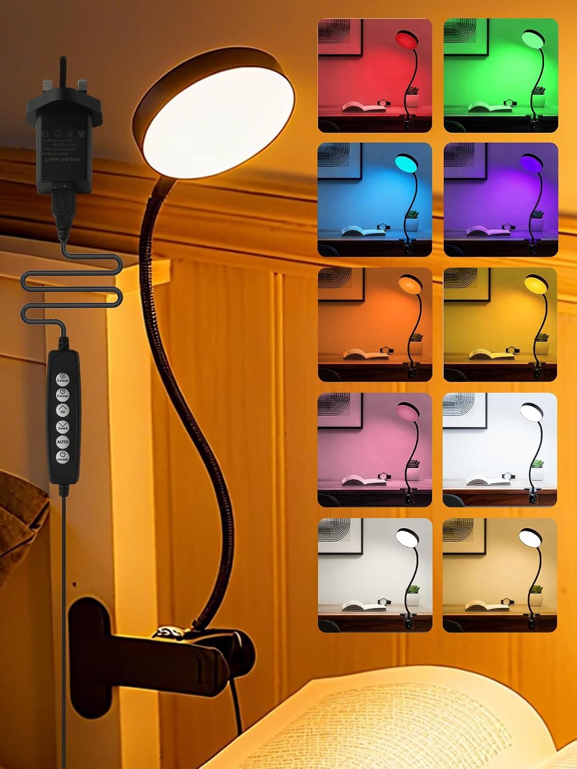 ReinHoo Lámpara de escritorio, 10 colores RGB y luz de escritorio blanca cálida, 10 brillos regulables, luz de lectura bri... – ReinHoo