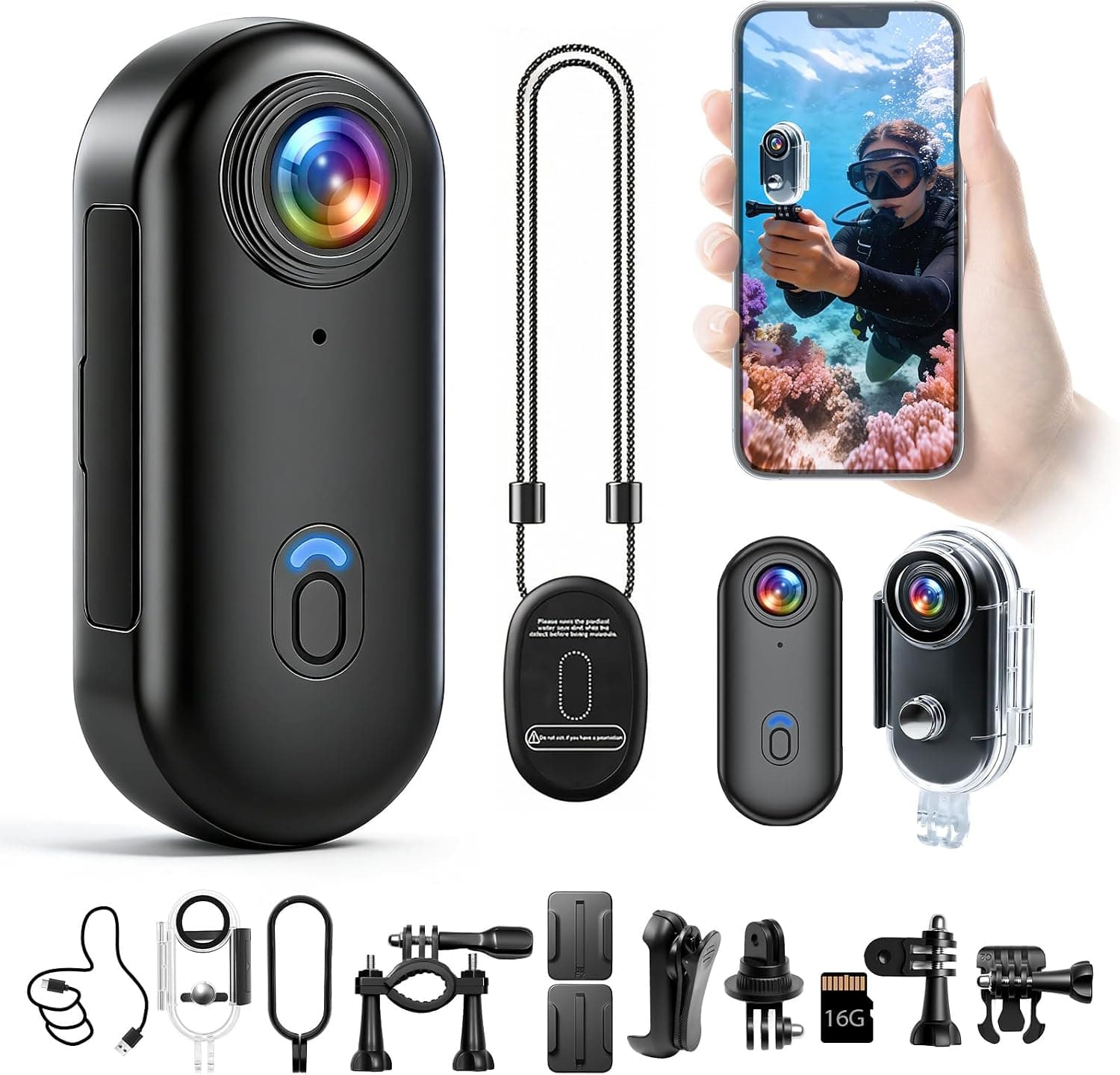 YCCNIU Cámara de Acción WiFi 4K, Cámara Deportiva Resistente al Agua de 120°, Mini Cámara de Acción de 16 GB, Cámara para ... – YCCNIU
