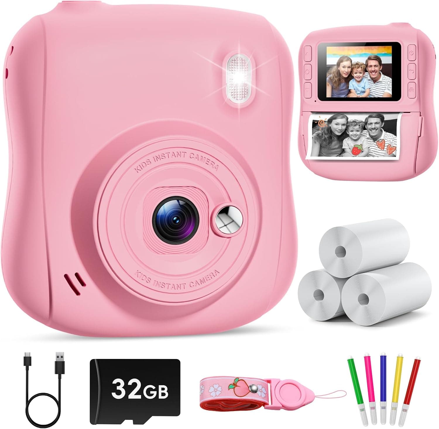 Hangrui Camara Fotos Infantil Instantanea, 1080P Camara Fotos Infantil, Cámara Instantánea para Niños con Tarjeta de 32GB,... – Hangrui