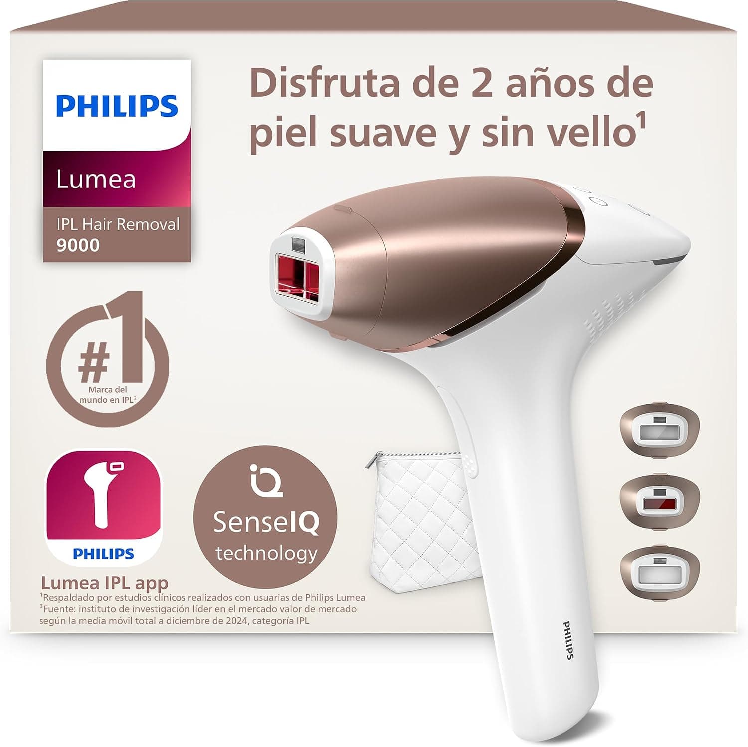 Philips Lumea serie 9000, dispositivo de depilación IPL, alternativa de depilación láser, tecnología SenseIQ, 3 accesorios... – Philips