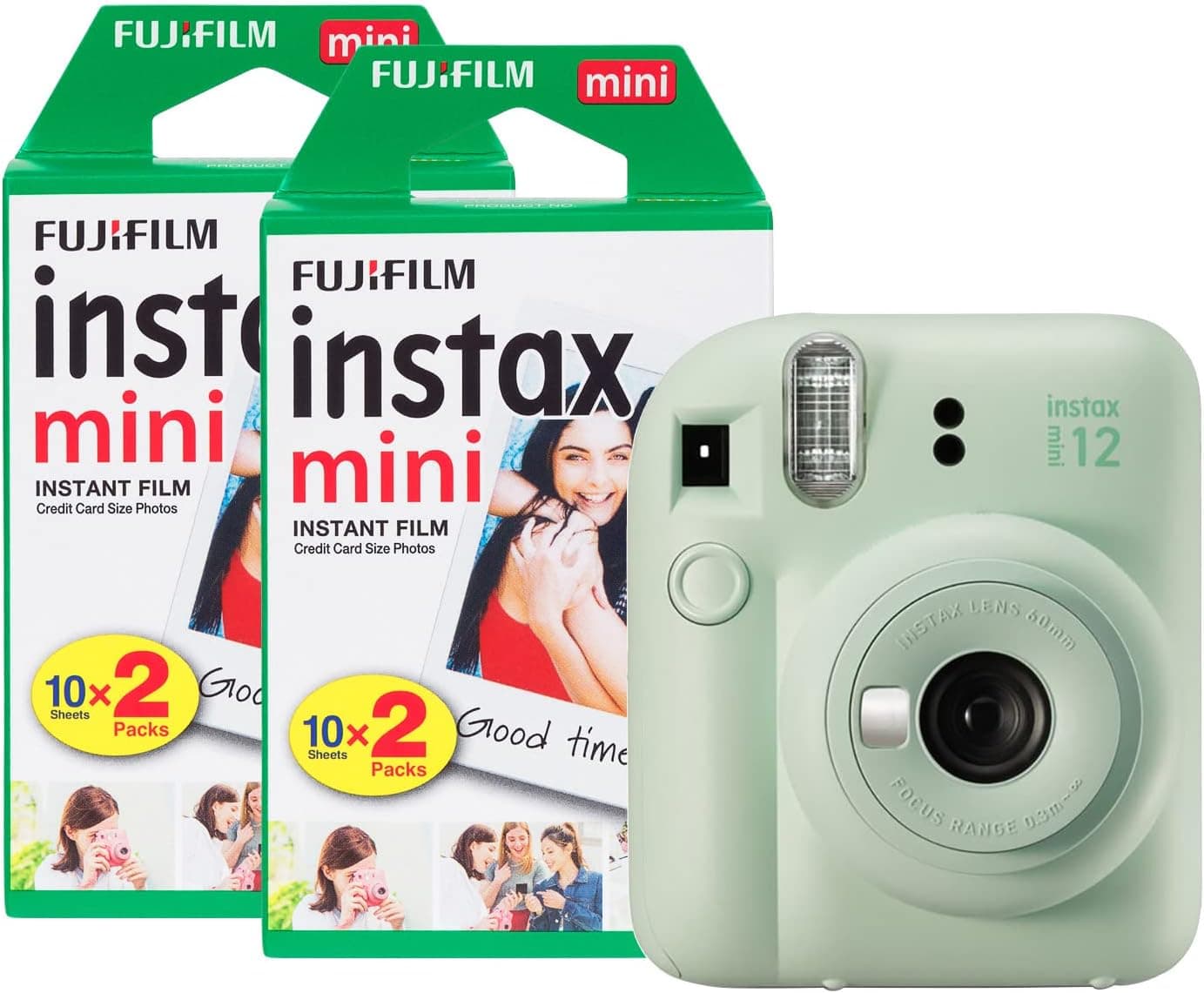 Fujifilm Instax Mini 12 - Cámara instantánea con Paquete de 40 películas de Disparo, Color Verde Menta – Fujifilm