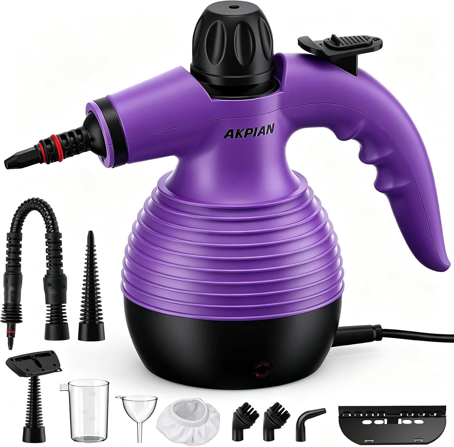 Limpiador a vapor AKPIAN para juntas de azulejos: limpiador a vapor caliente de 1050 W con 10 accesorios; chorro de agua p... – Limpiador