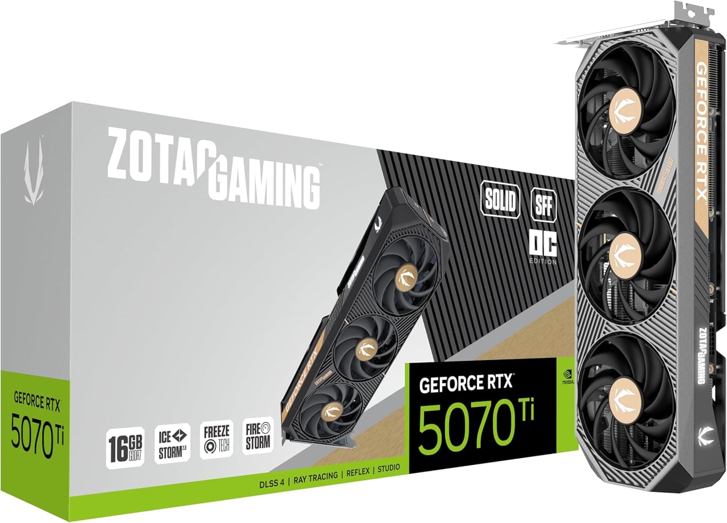 ZOTAC Gaming GeForce RTX 5070 Ti Solid SFF OC DLSS 4 16GB GDDR7 256-bit 28 Gbps PCIE 5.0 Tarjeta gráfica para Juegos, refr... –