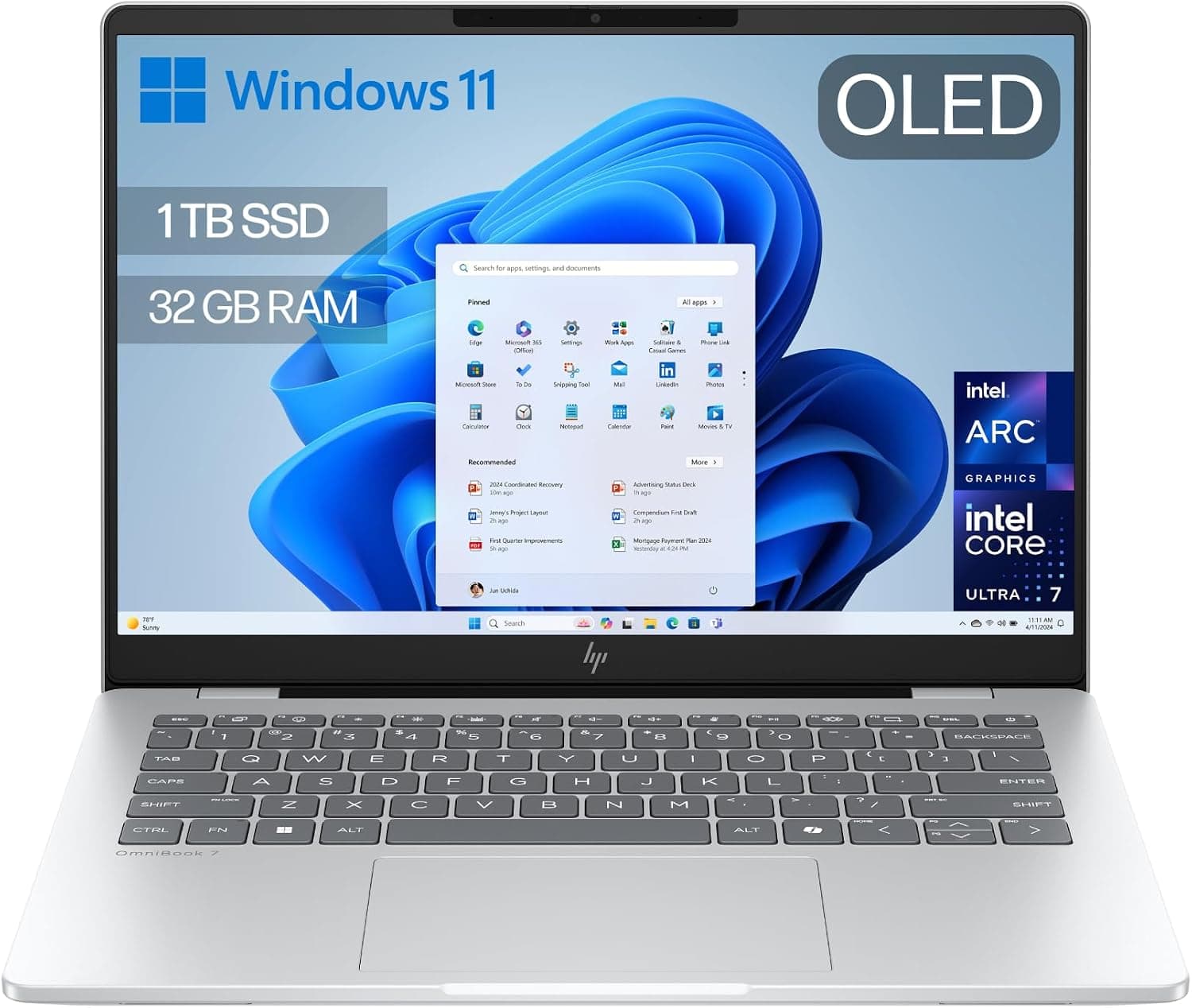 HP OmniBook 7 AI - Ordenador Portátil de 14" OLED 2K (Intel Core Ultra 7 255H, 32GB RAM, 1TB SSD, Gráficos Intel ARC, Wind... – HP