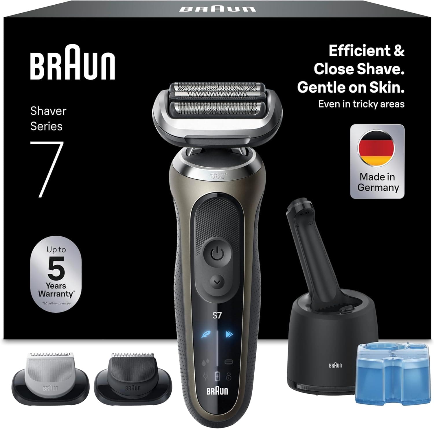Braun Series 7 Afeitadora Eléctrica Hombre, 72-C7650CC, Oro - Máquina de Afeitar Resistente al Agua, 3 Modos de Afeitado, ... – Braun