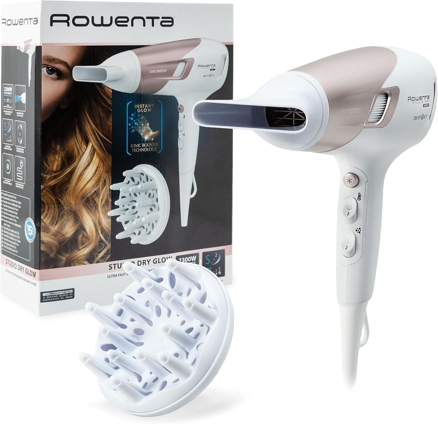 Rowenta Studio Dry CV5830 Secador de pelo 2300 W, Tecnología Effiwatts, 6 ajustes de velocidad/temperatura, Termocontrol, ... – Rowenta