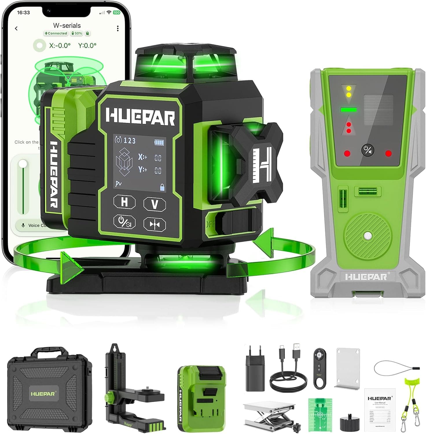 Bombilla inteligente Huepar Nivel Láser Verde 16 Líneas – Huepar