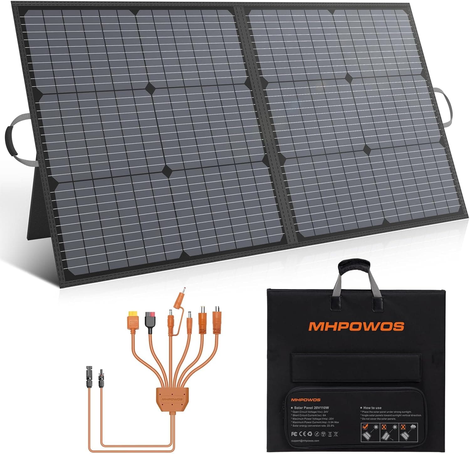Panel solar portátil MHPOWOS impermeable IP67 – MHPOWOS