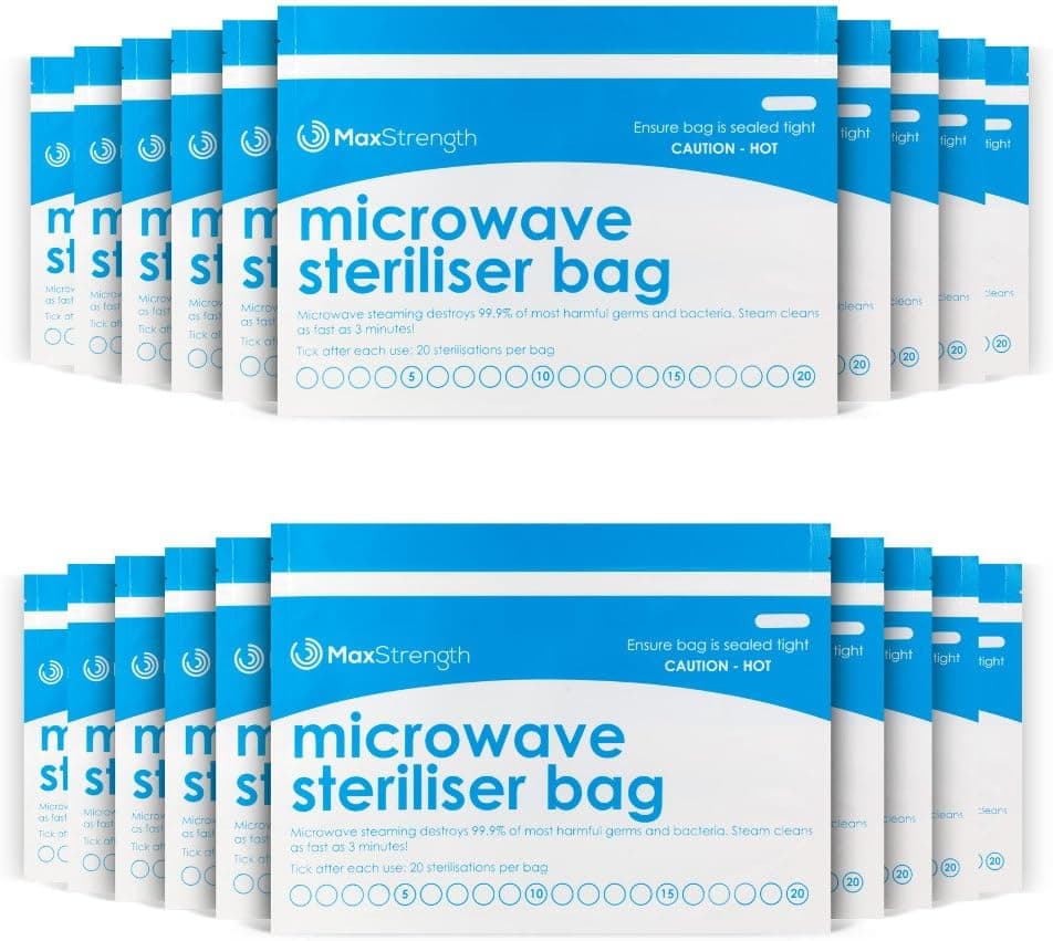 Bolsas de Esterilizador de Microondas Paquete de 10pc Premium de Máxima Fuerza, Bolsas de Vapor Grande y Durable para Bibe... – Bolsas