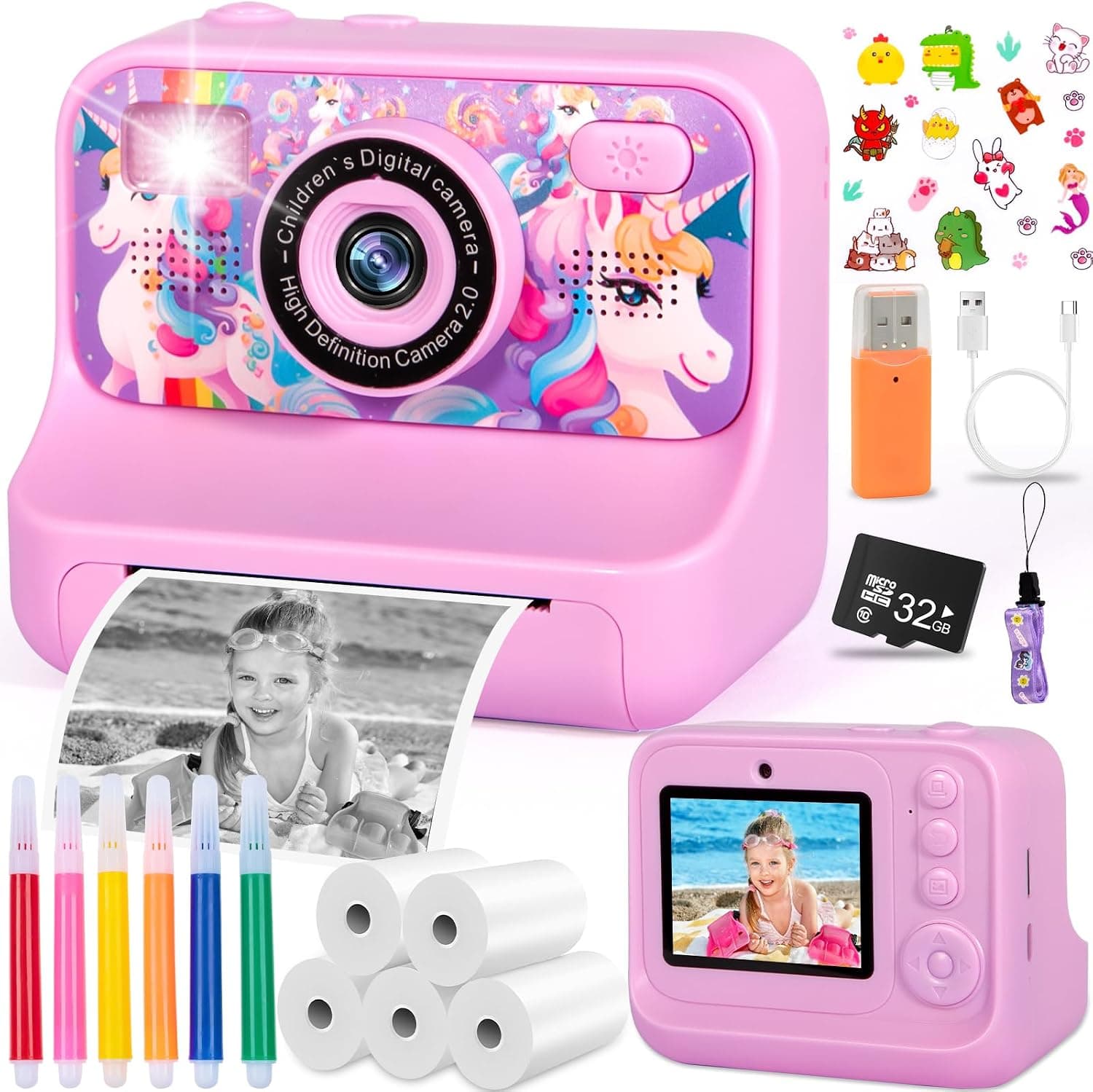 ZQEJEFD Camara Fotos Infantil Instantanea,1080P 2,4" HD Cámara Instantánea para Niños con 32GB Tarjeta,Papel de Impresión ... – ZQEJEFD